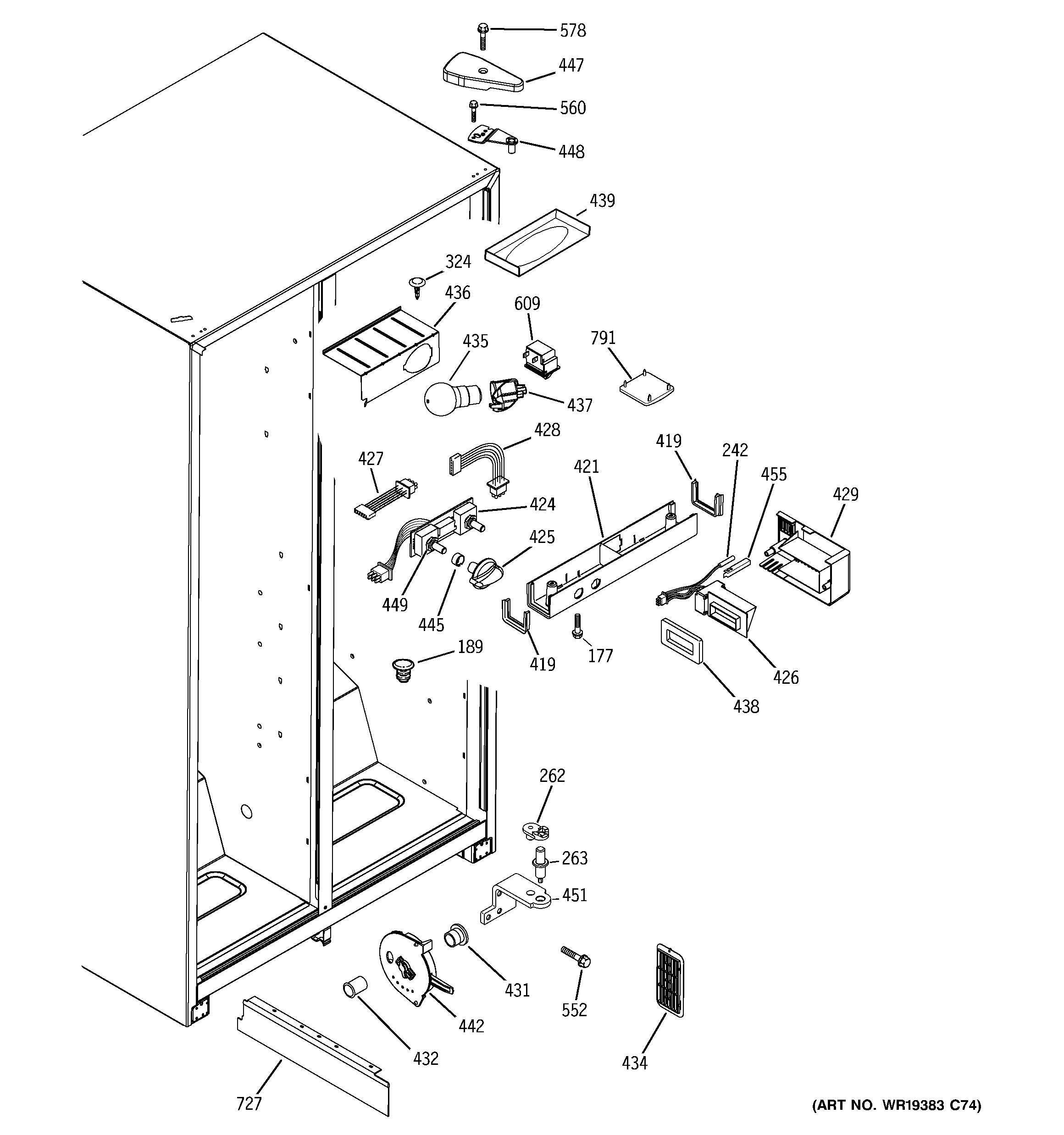 GE GSG22KBPCFBB fresh food section diagram