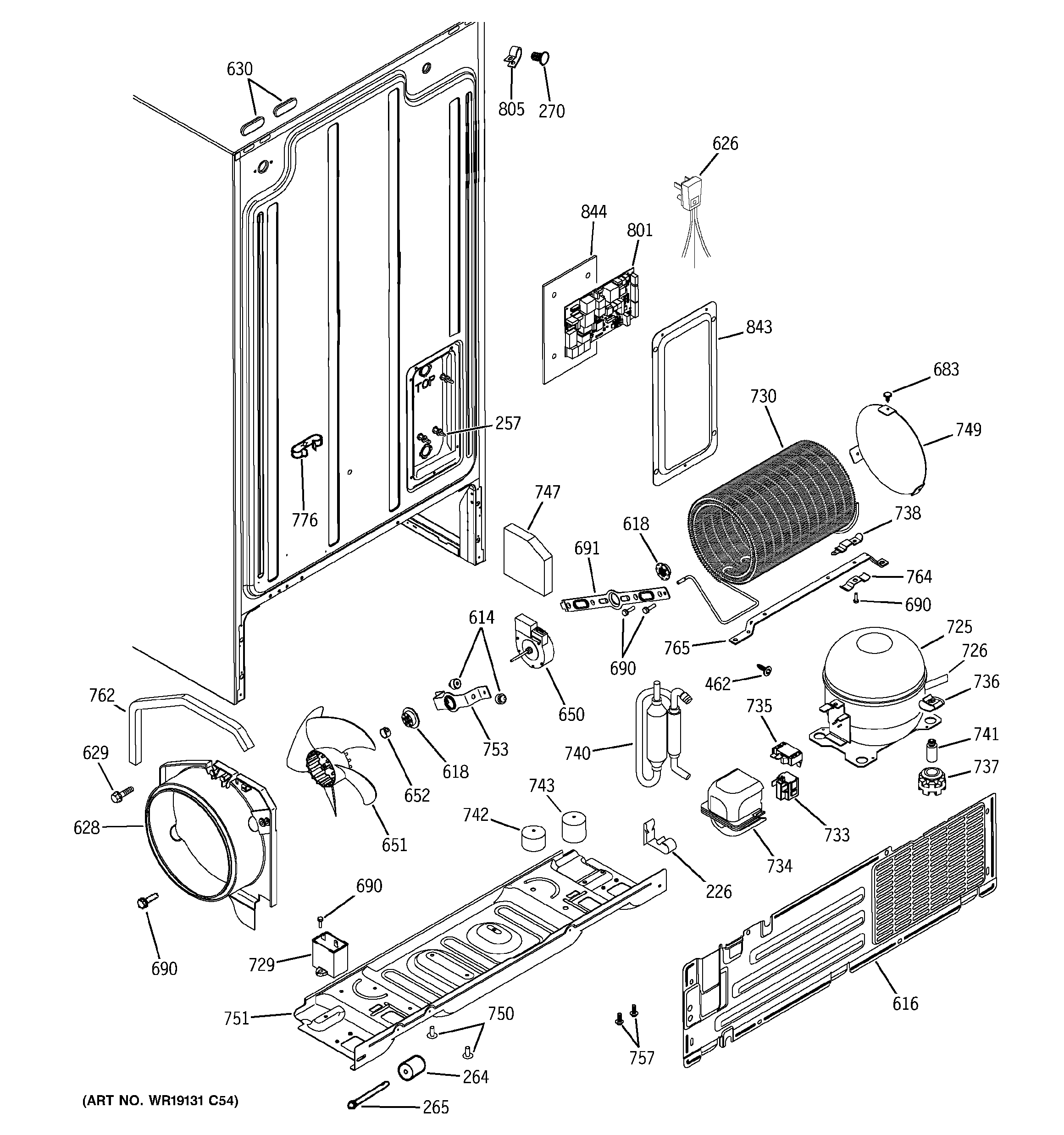 GE GSG22KBPCFBB sealed system & mother board diagram