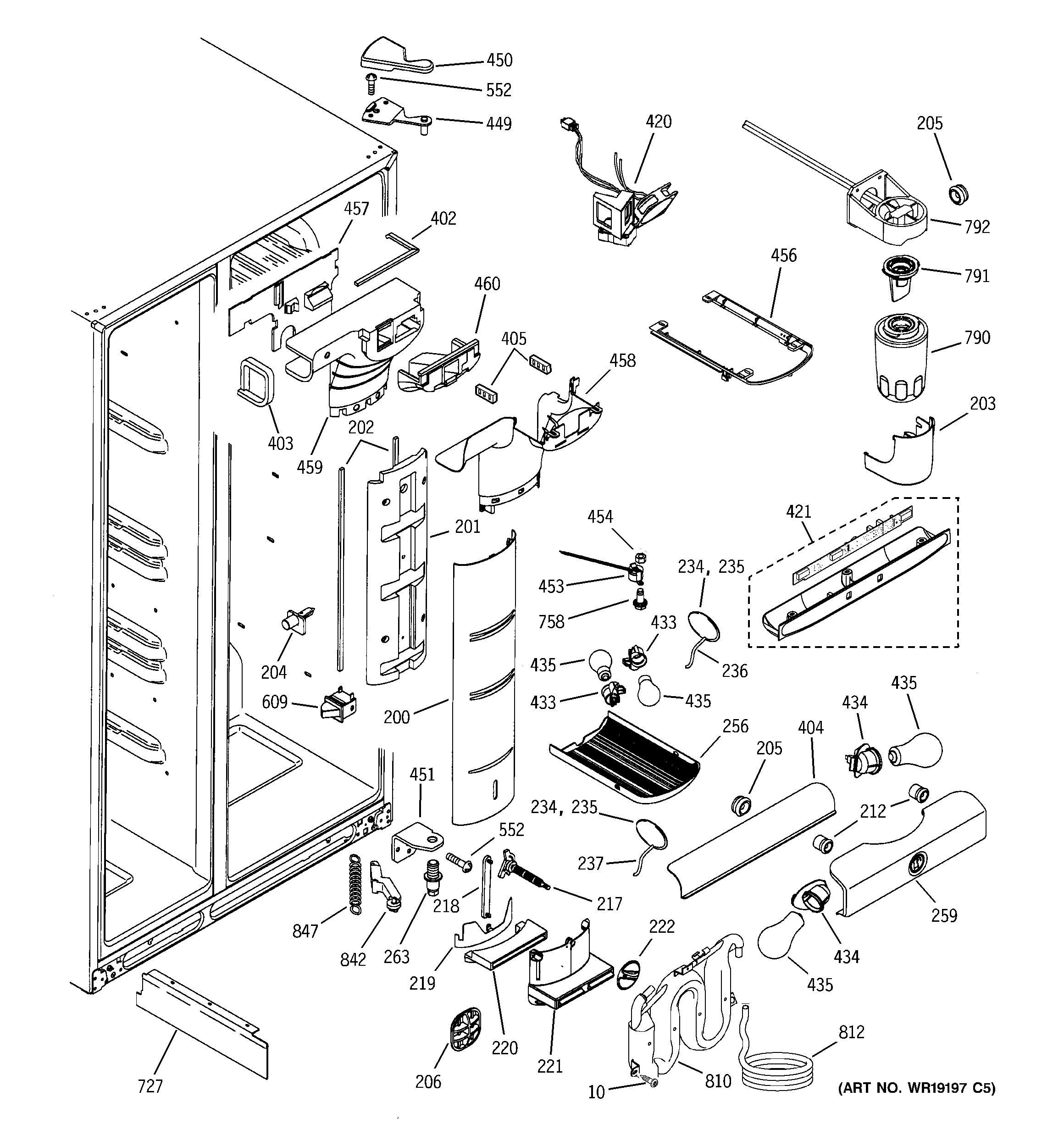 GE PSC23NHNAWW fresh food section diagram