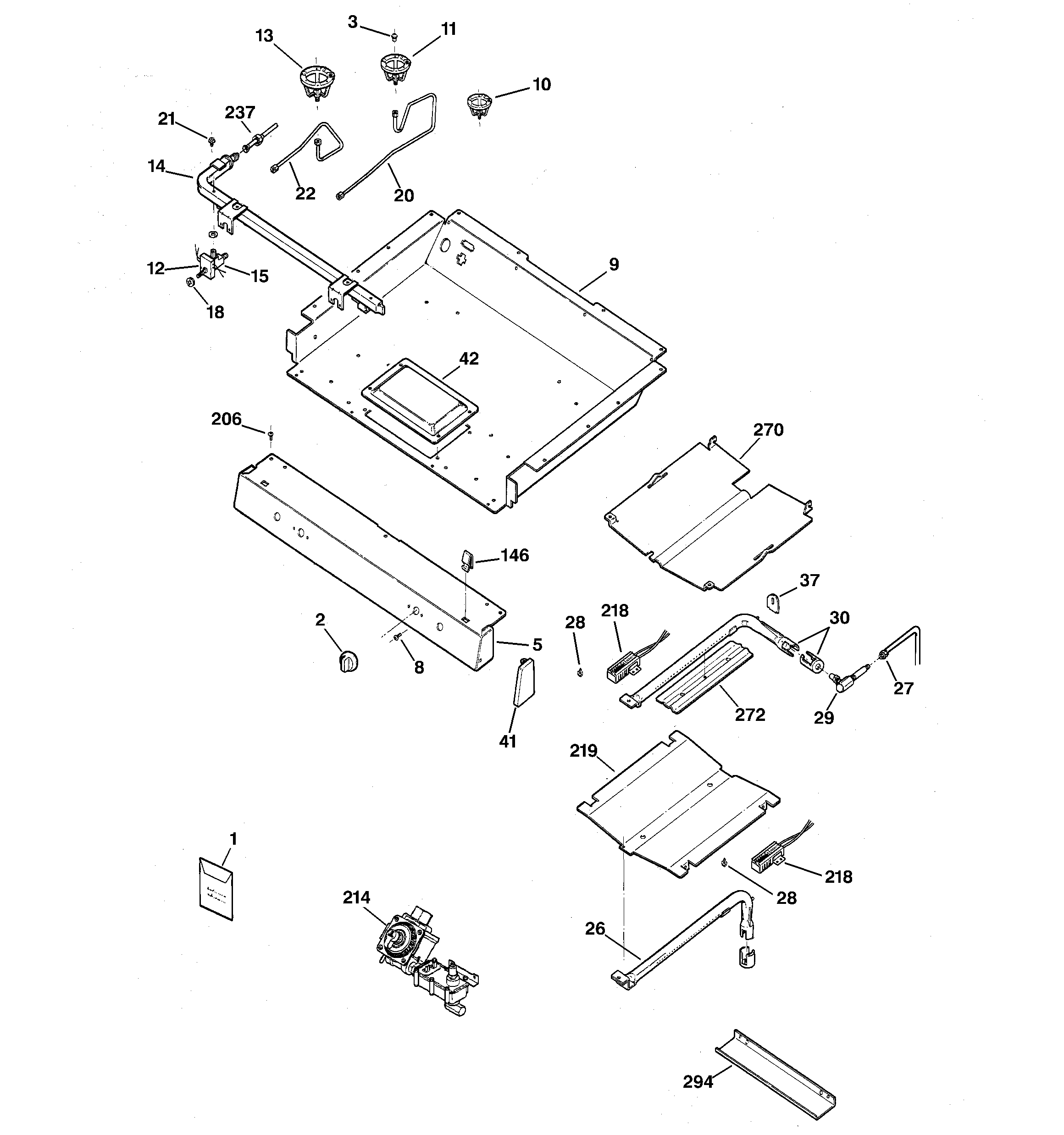 GE EGR3001EH1SS gas & burner parts diagram