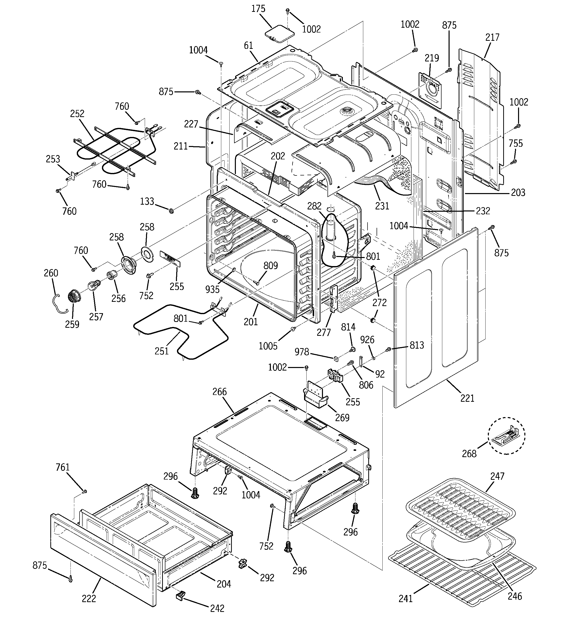 GE JBP24DH1CT body parts diagram