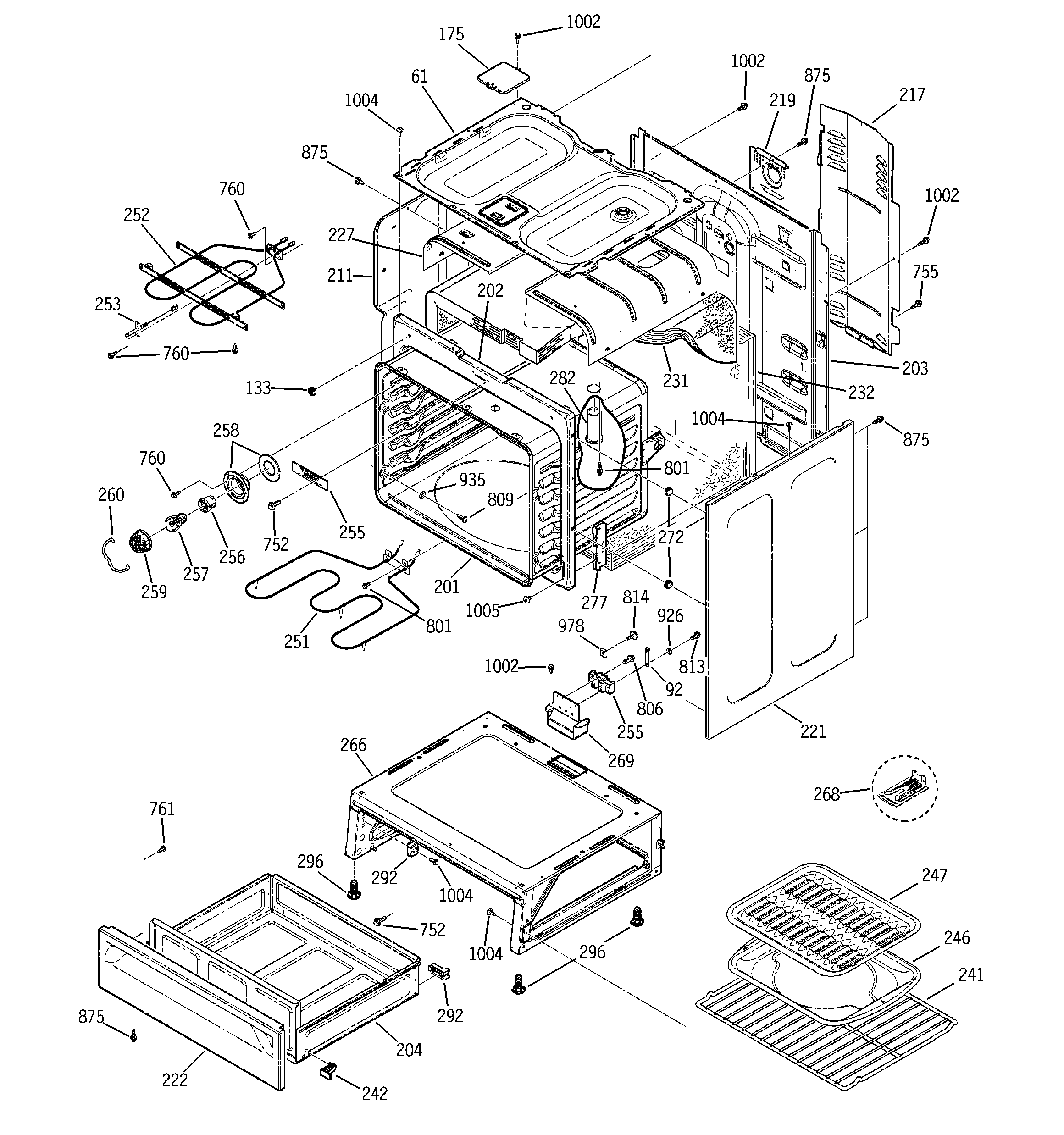 GE JBP26EH1BB body parts diagram