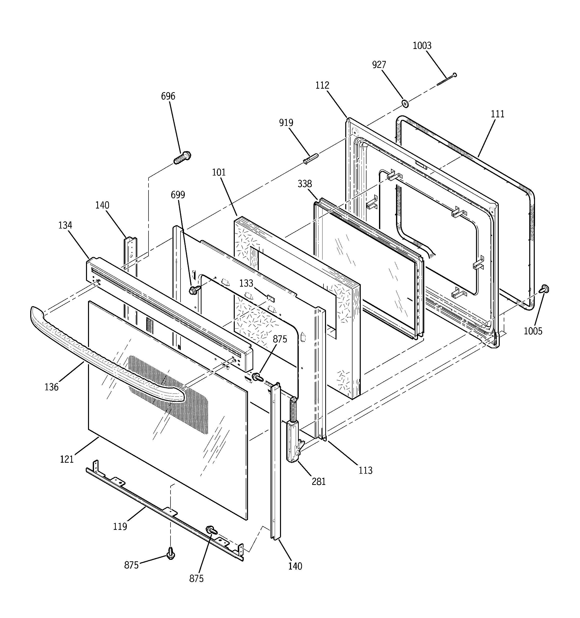 GE JBP26EH1BB door diagram