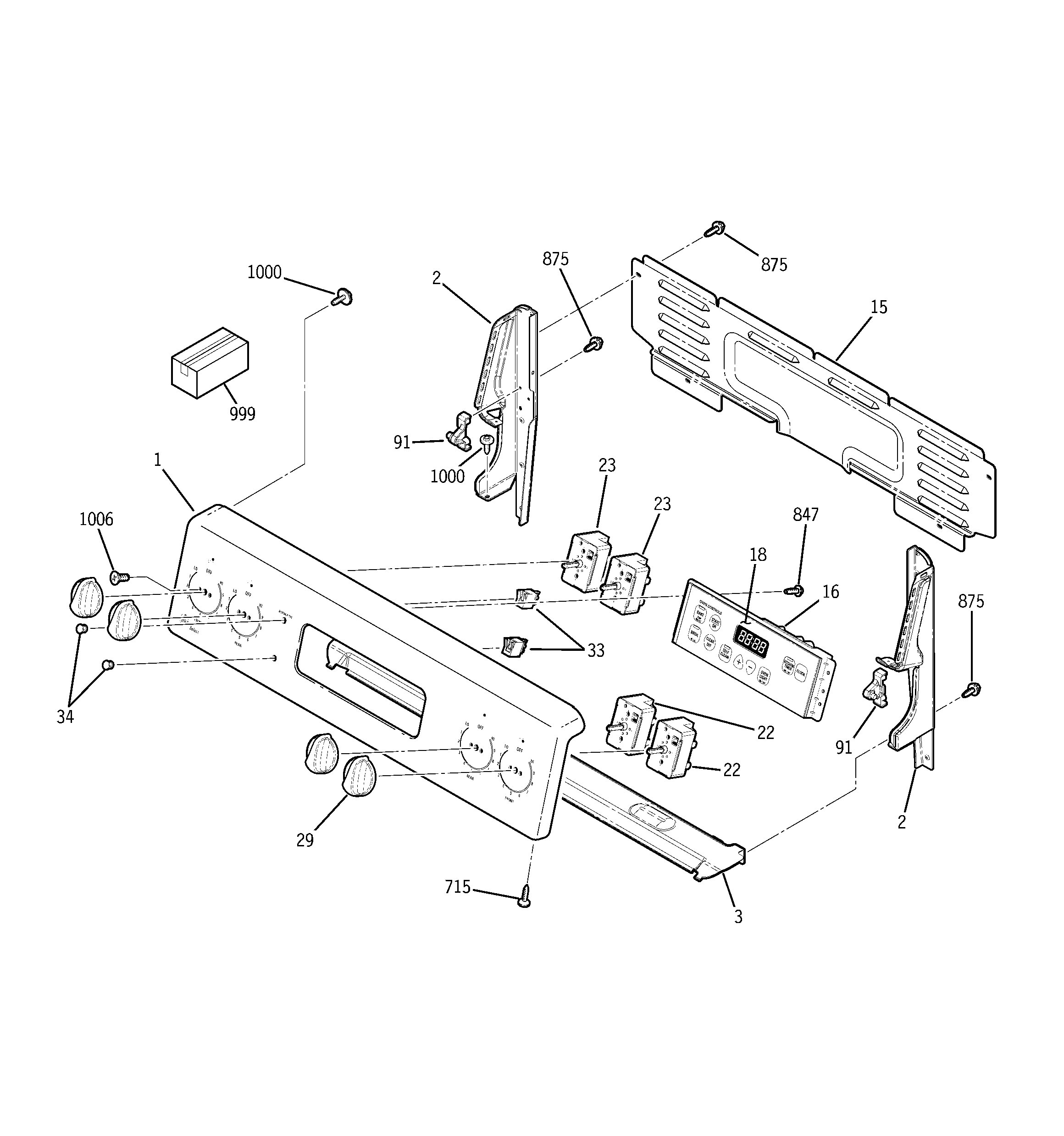 GE JBP64BH1WH control panel diagram