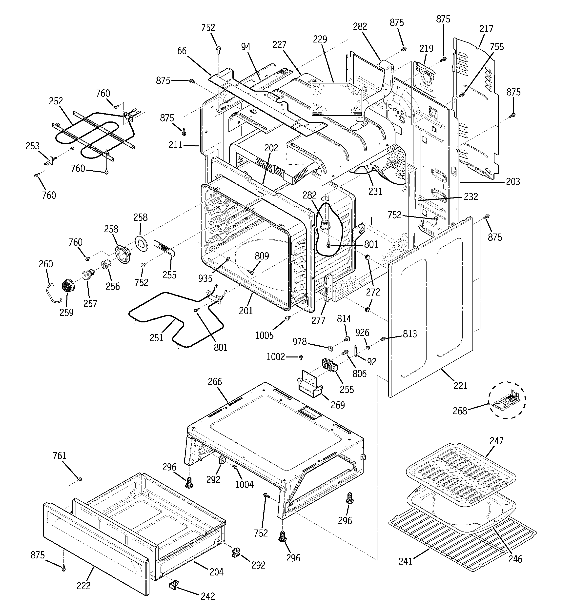 GE JBP64BH1WH body parts diagram