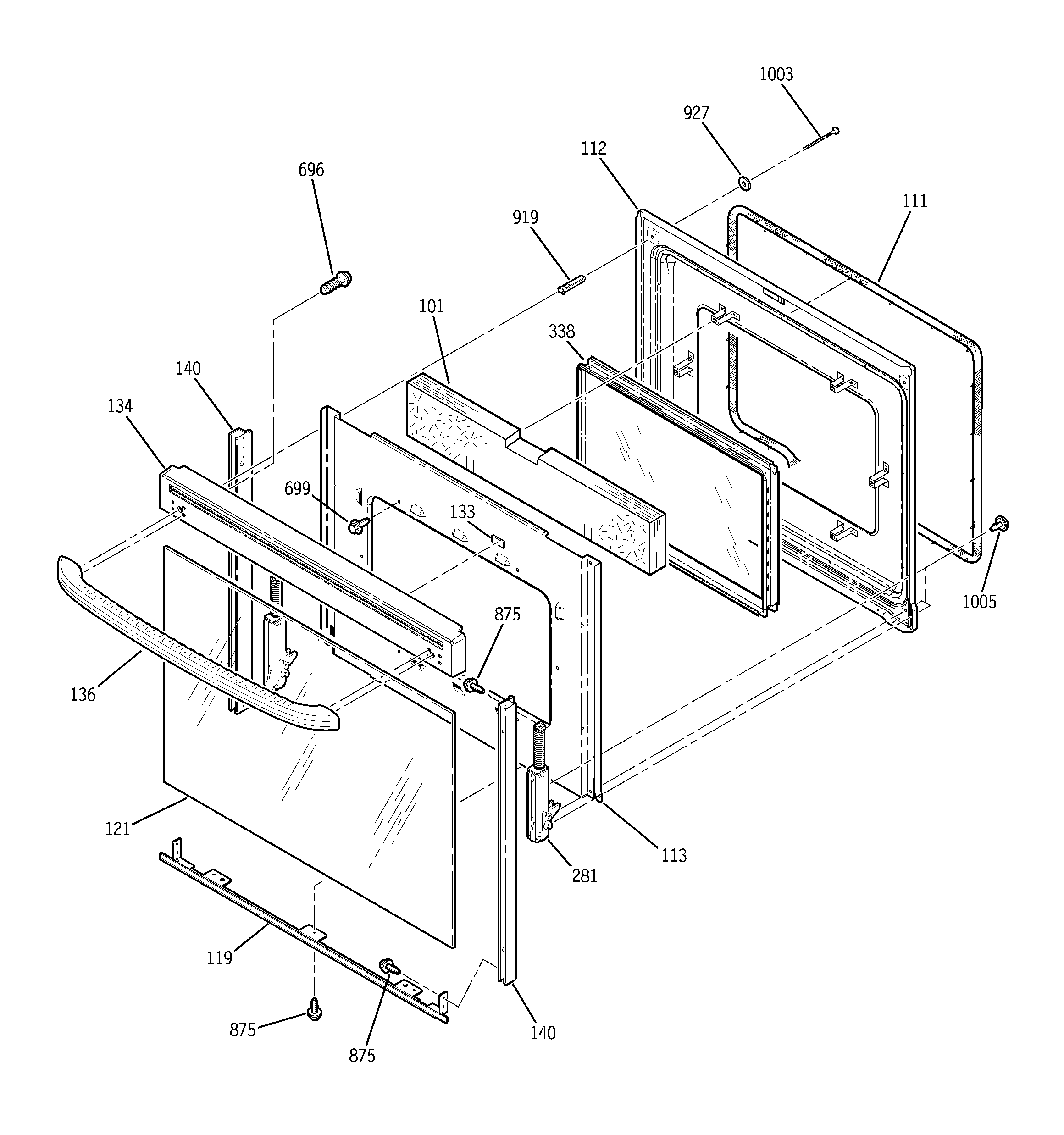 GE JBP67DH1WH door diagram