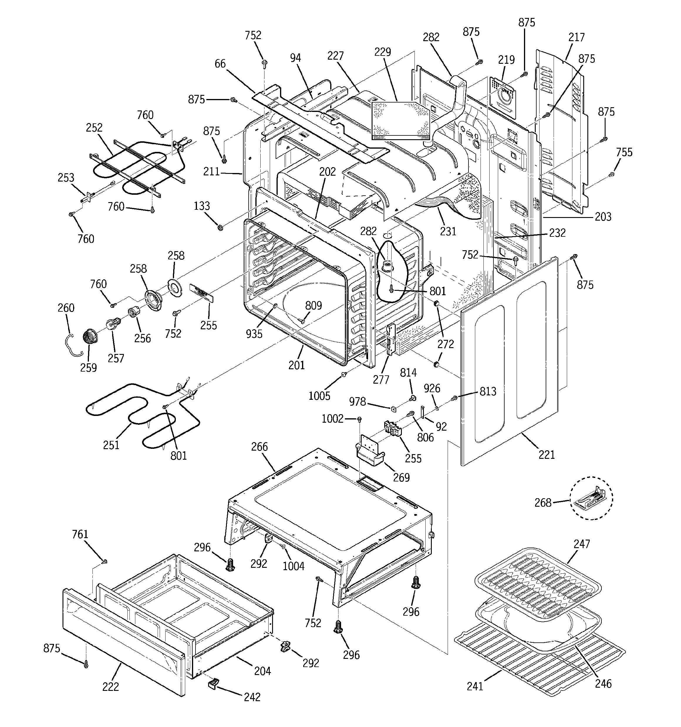 GE JBP80CH1CC body parts diagram