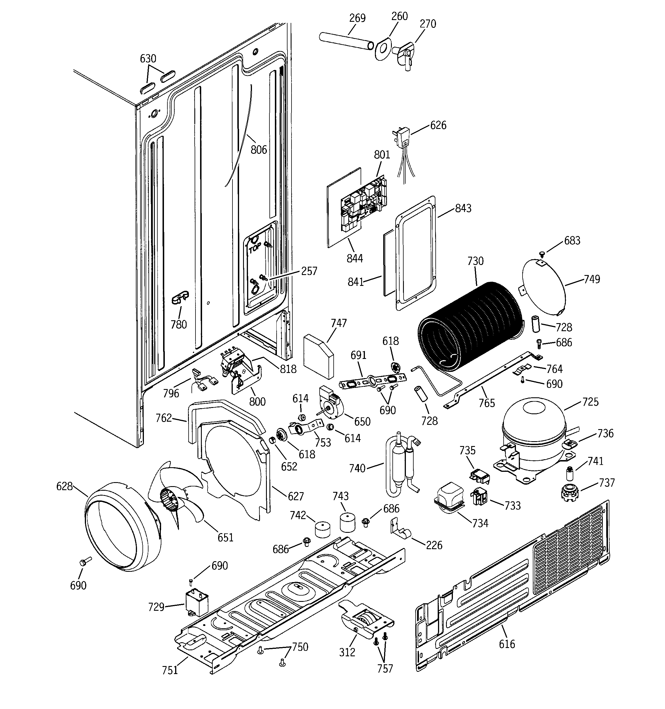 GE GSG25IEMAFWW sealed system & mother board diagram