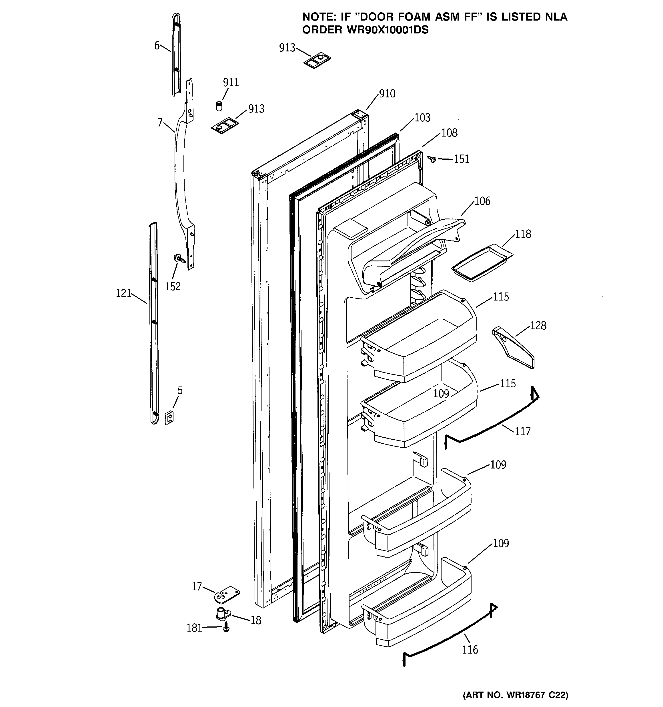 GE GSG25IEMAFWW fresh food door diagram
