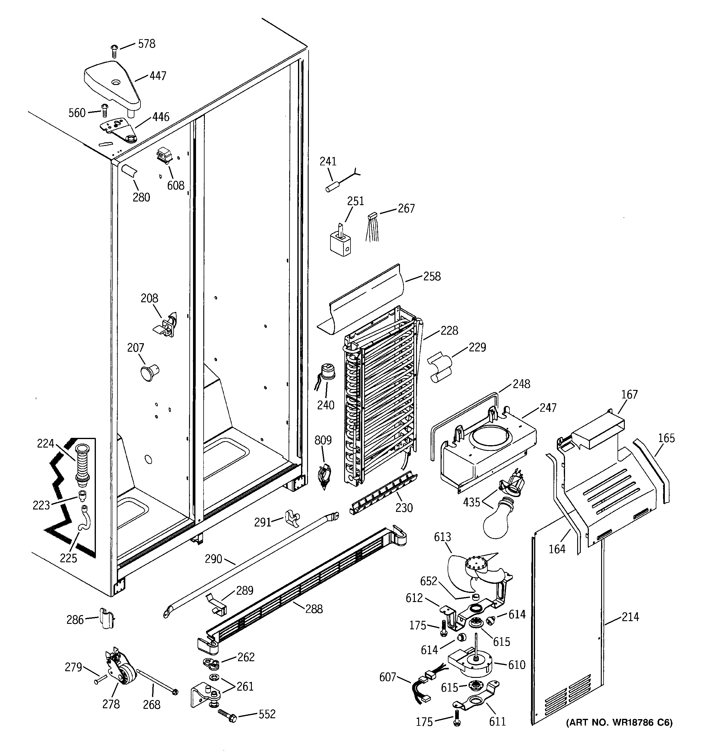 GE GSG25IEMAFWW freezer section diagram