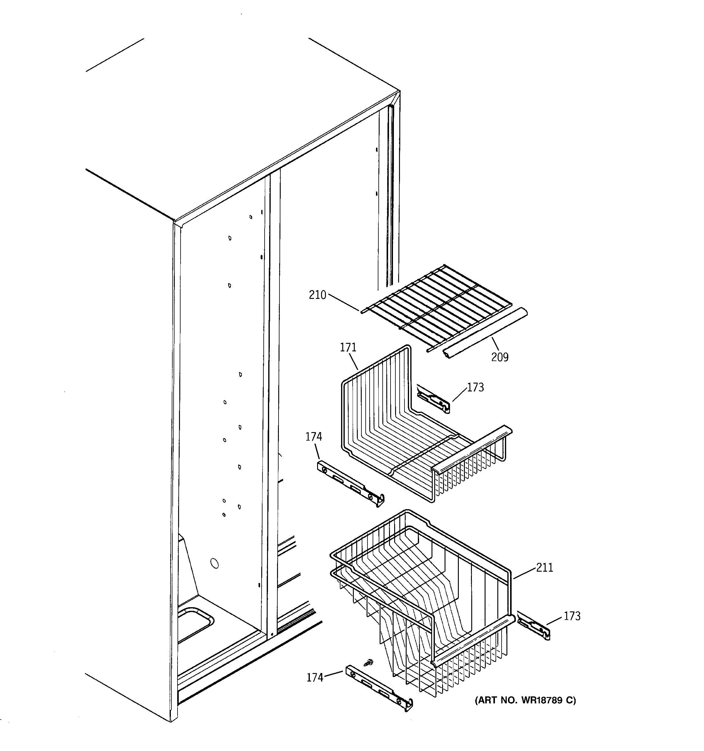 GE GSG25IEMAFWW freezer shelves diagram