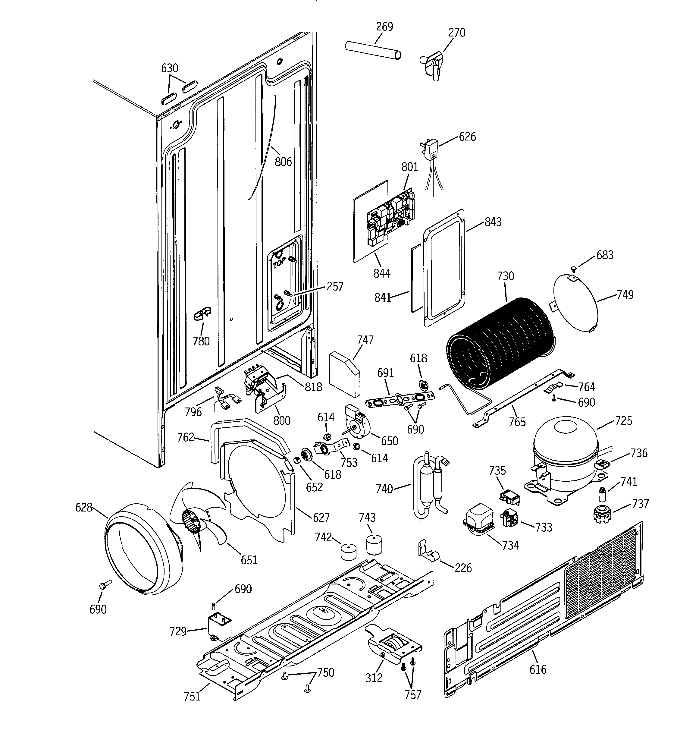 GE GSG25IEMBFWW sealed system & mother board diagram