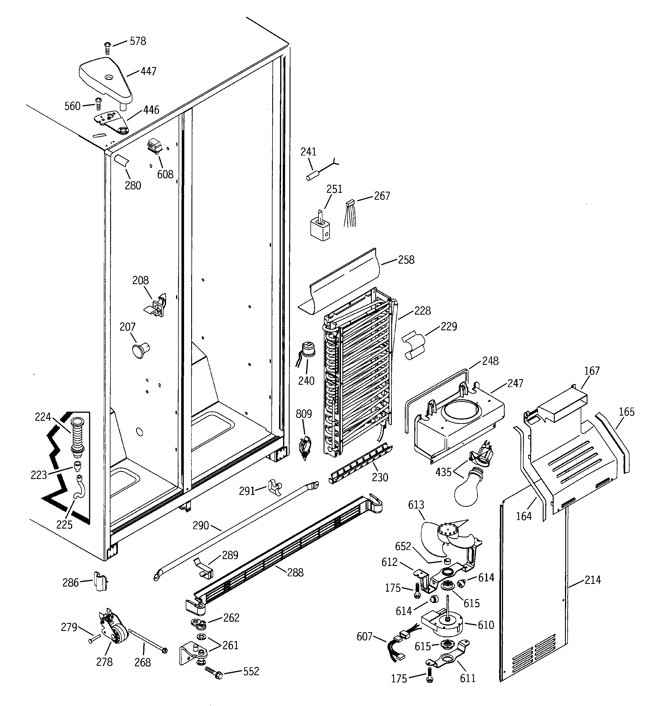 GE GSG25IEMBFWW freezer section diagram