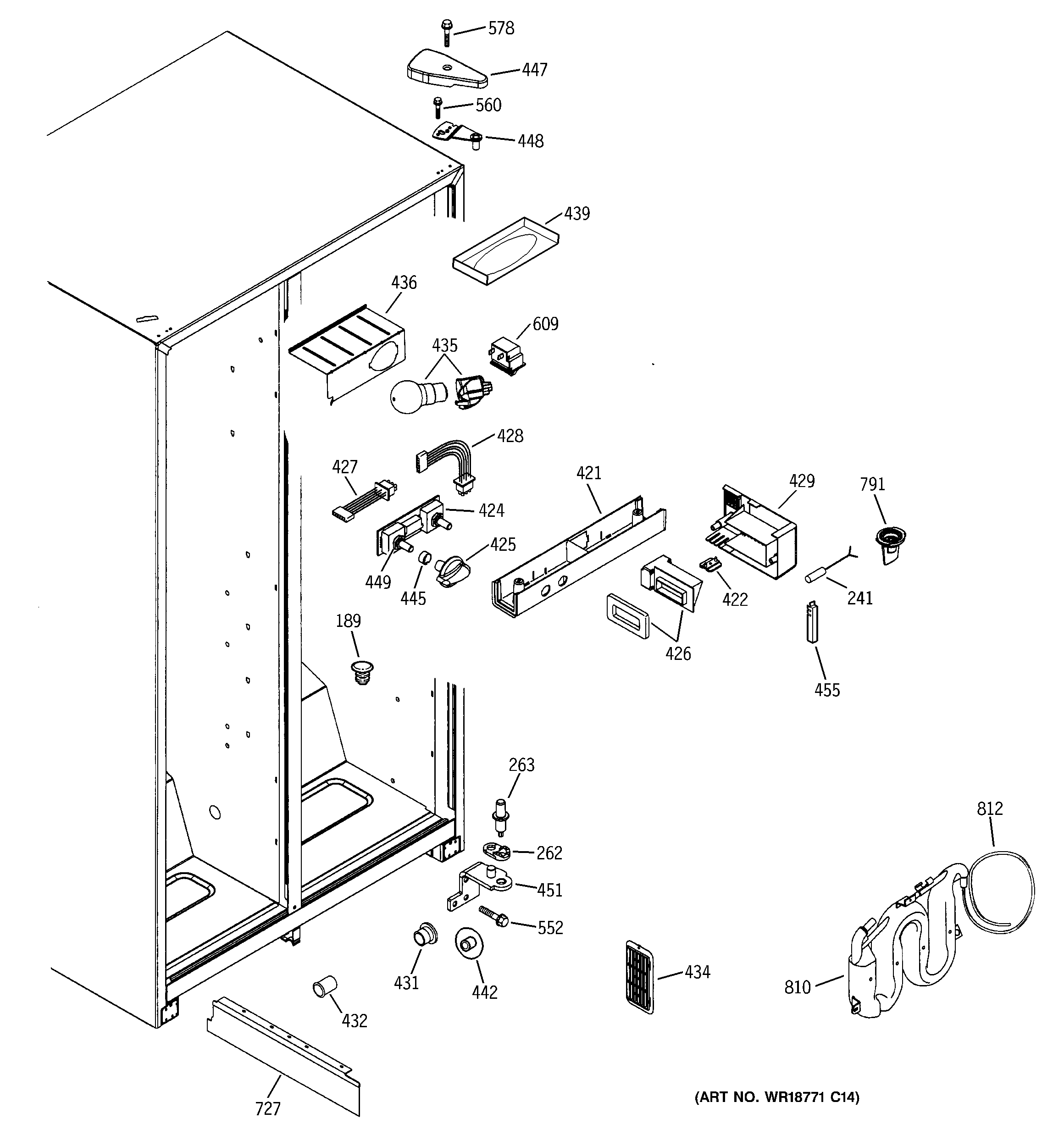 GE GSG25IEMBFWW fresh food section diagram