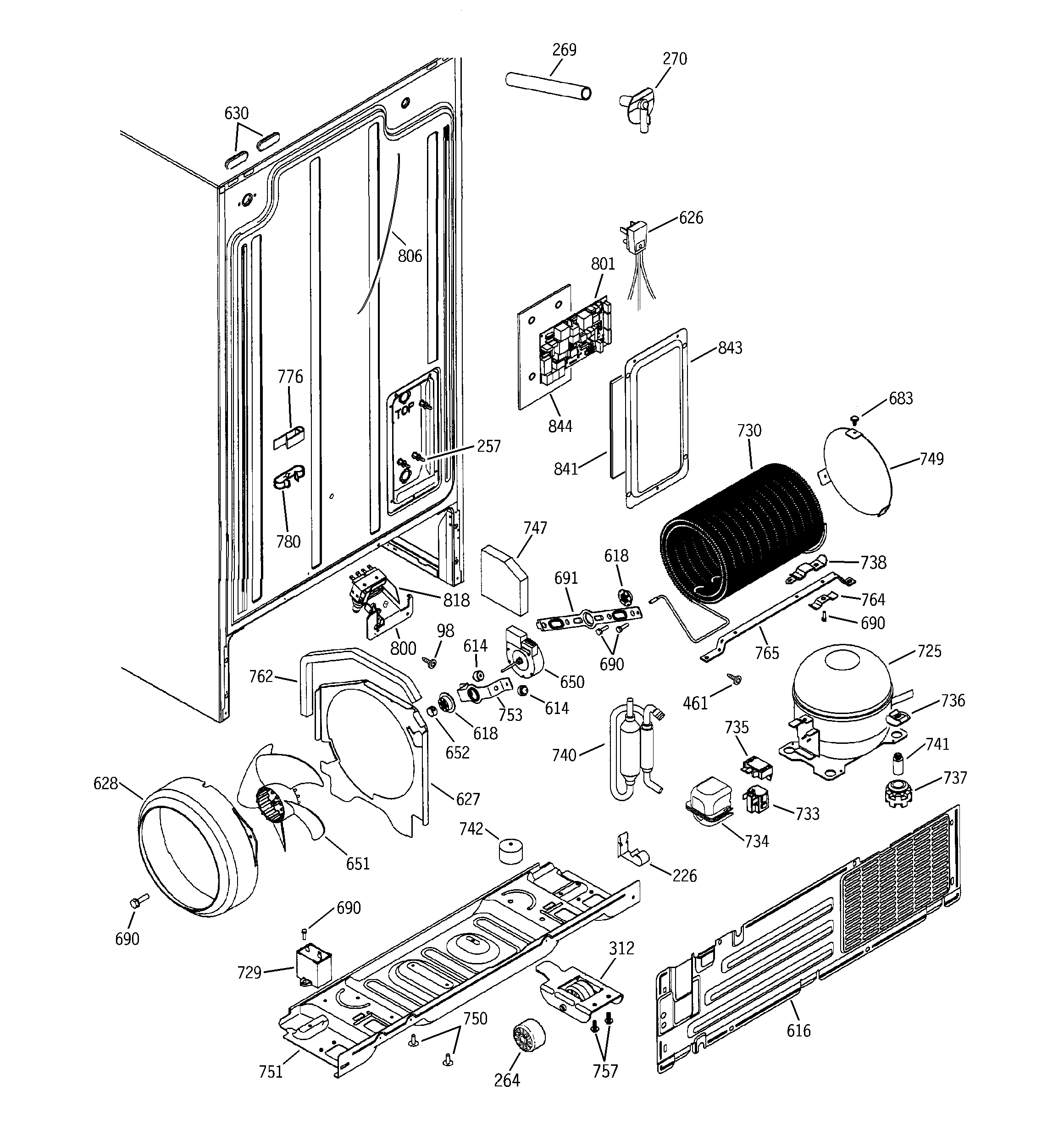 GE GSG25IEMCFWW sealed system & mother board diagram