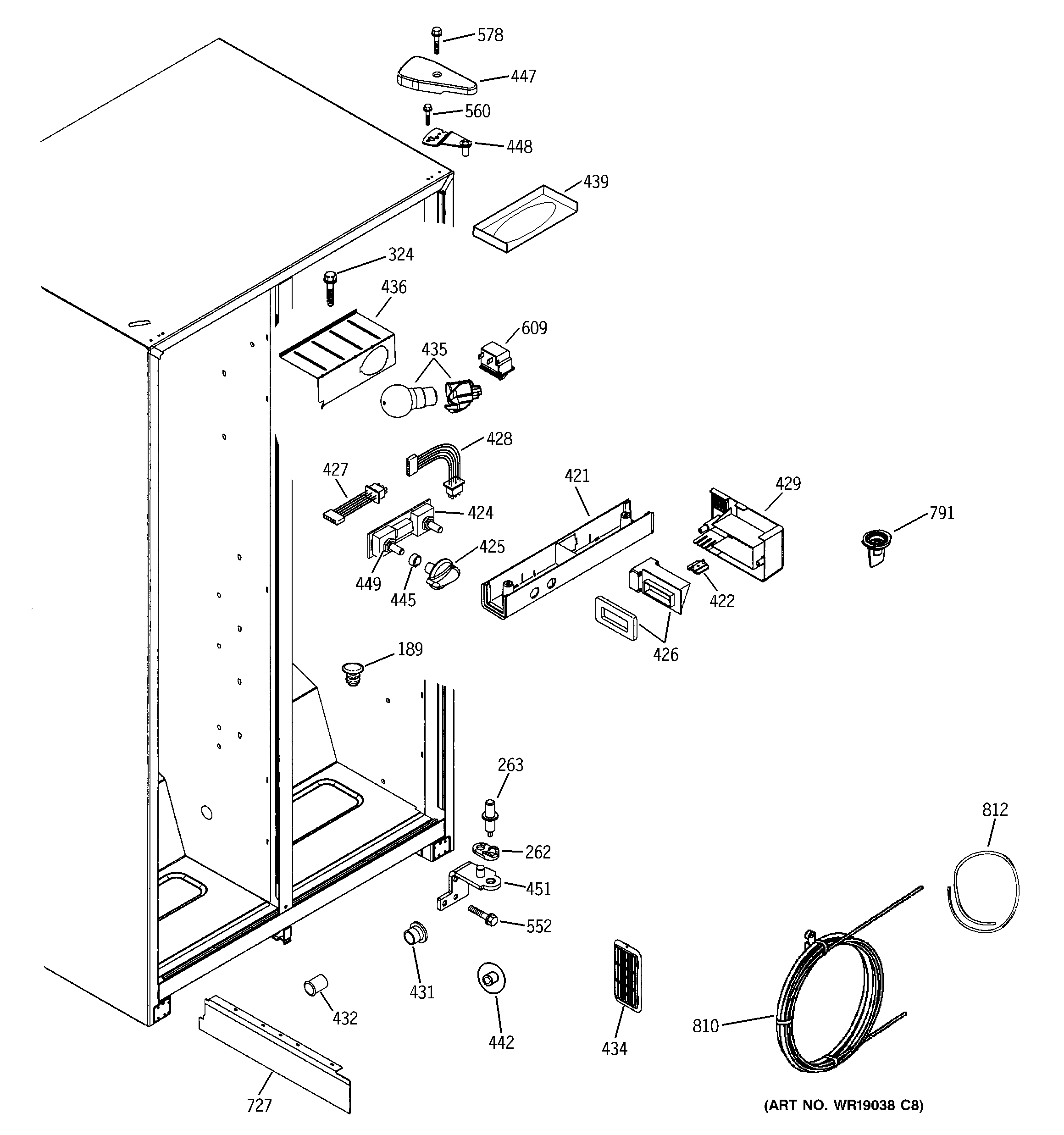 GE GSG25IEMCFWW fresh food section diagram