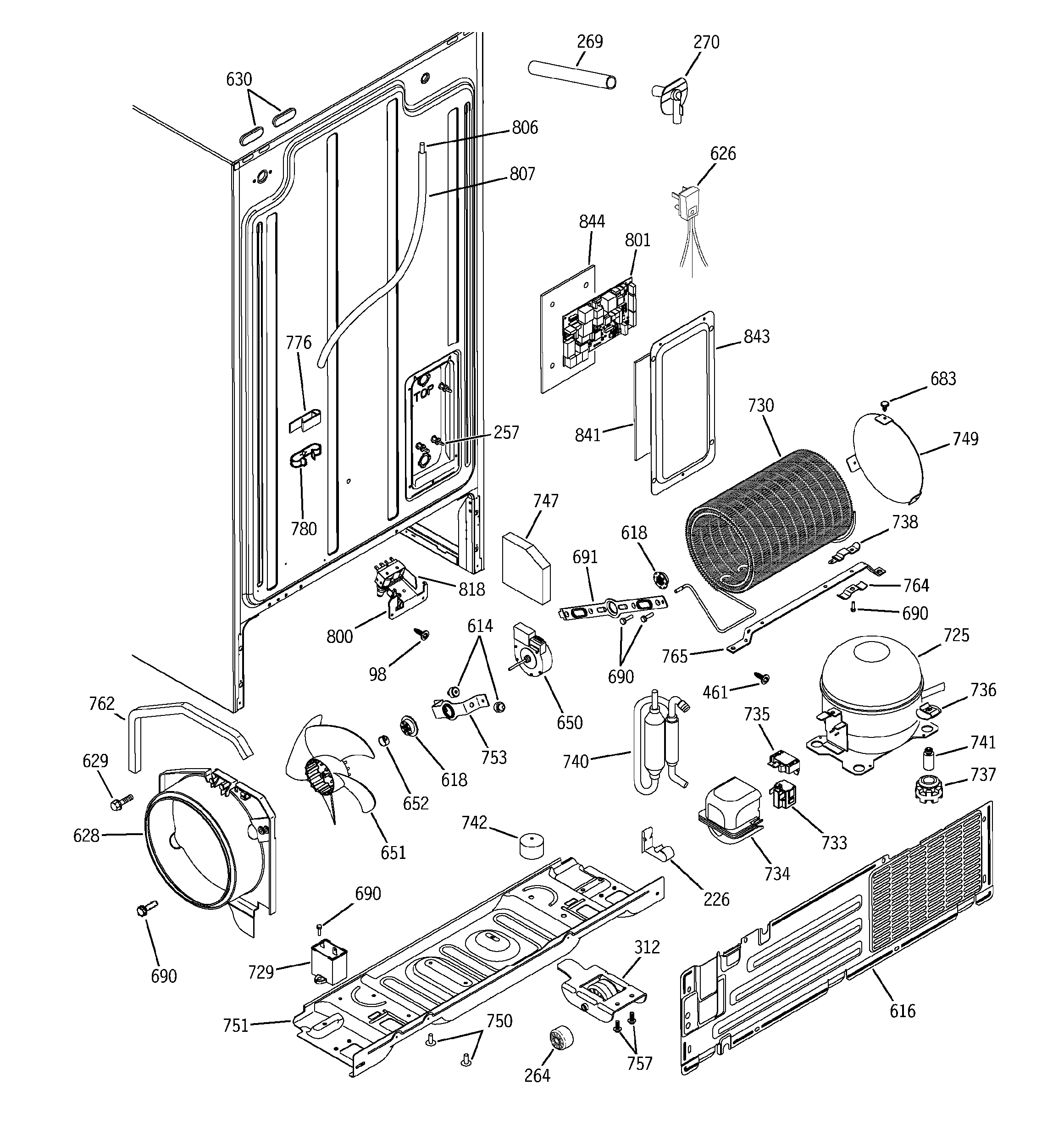 GE GSG25IEMDFWW sealed system & mother board diagram