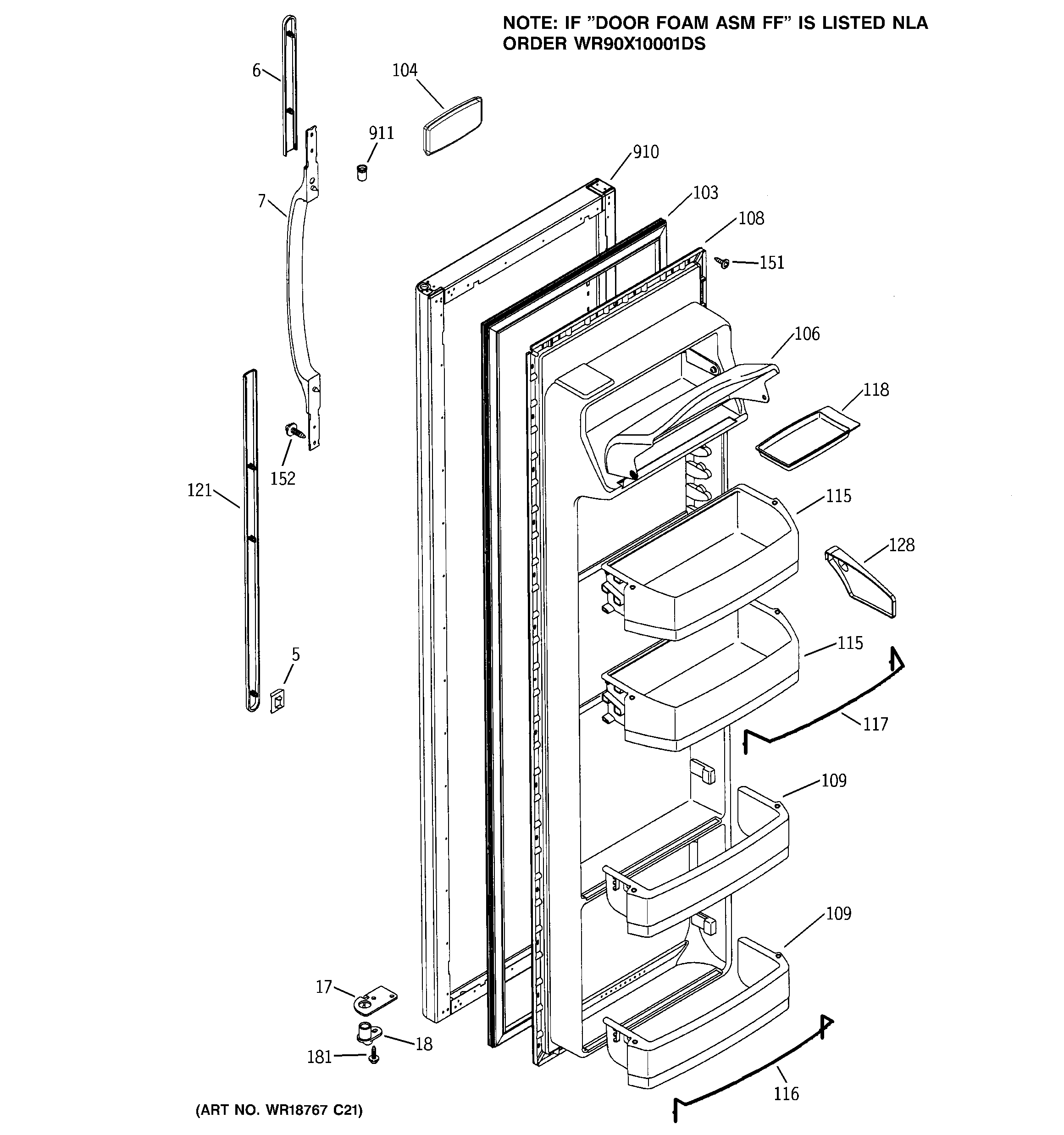 GE GSG25IEMDFWW fresh food door diagram