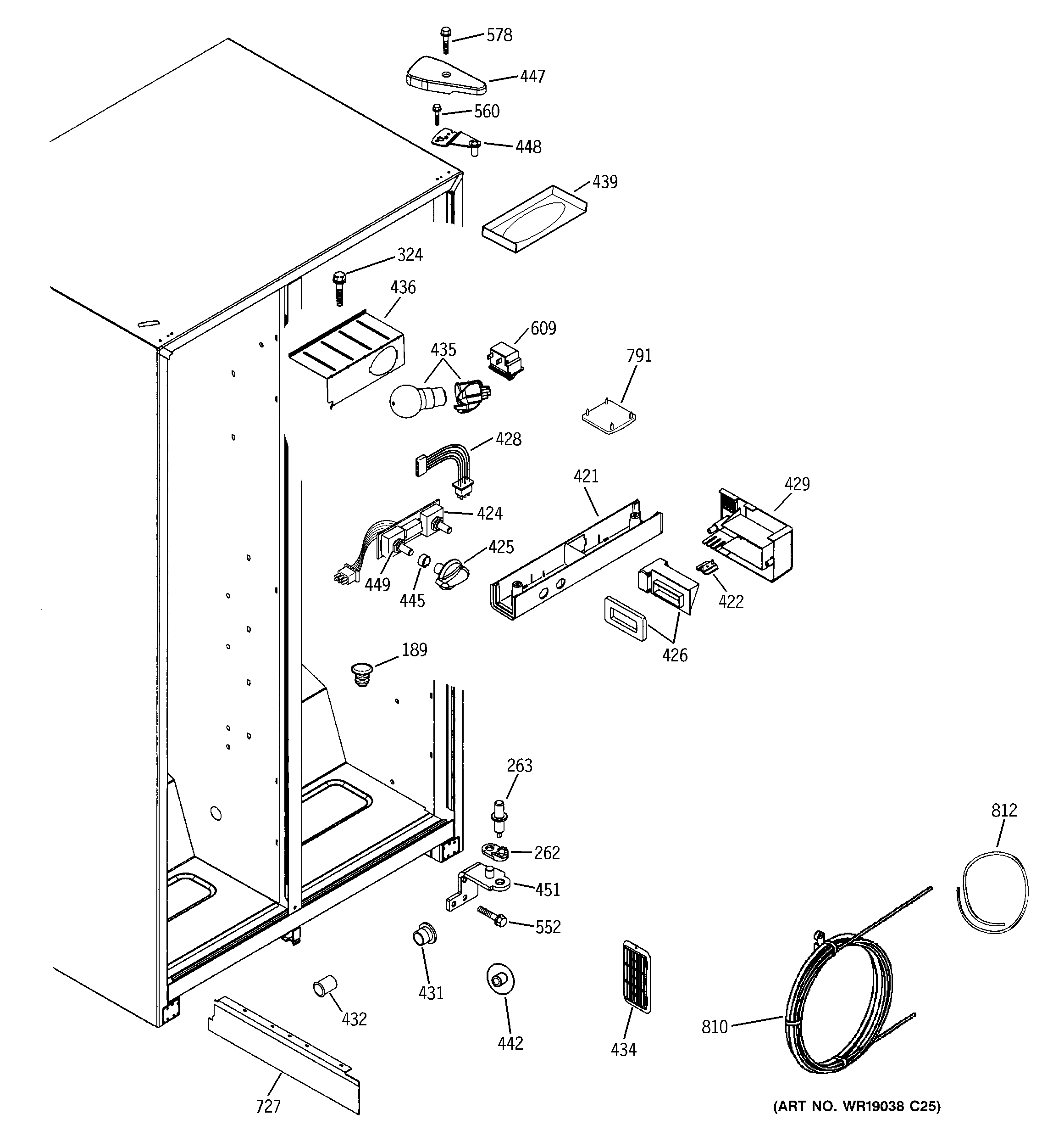 GE GSG25IEMDFWW fresh food section diagram