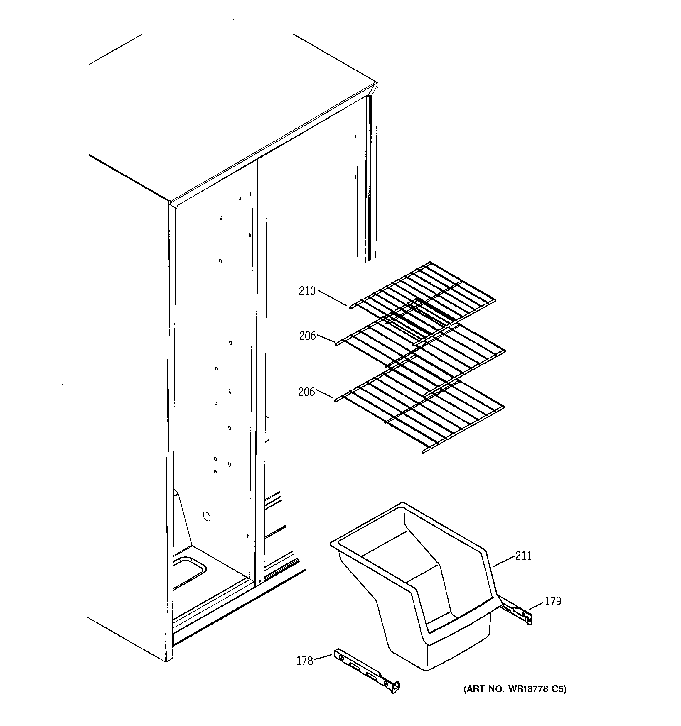 GE GST20IEMCCC freezer shelves diagram