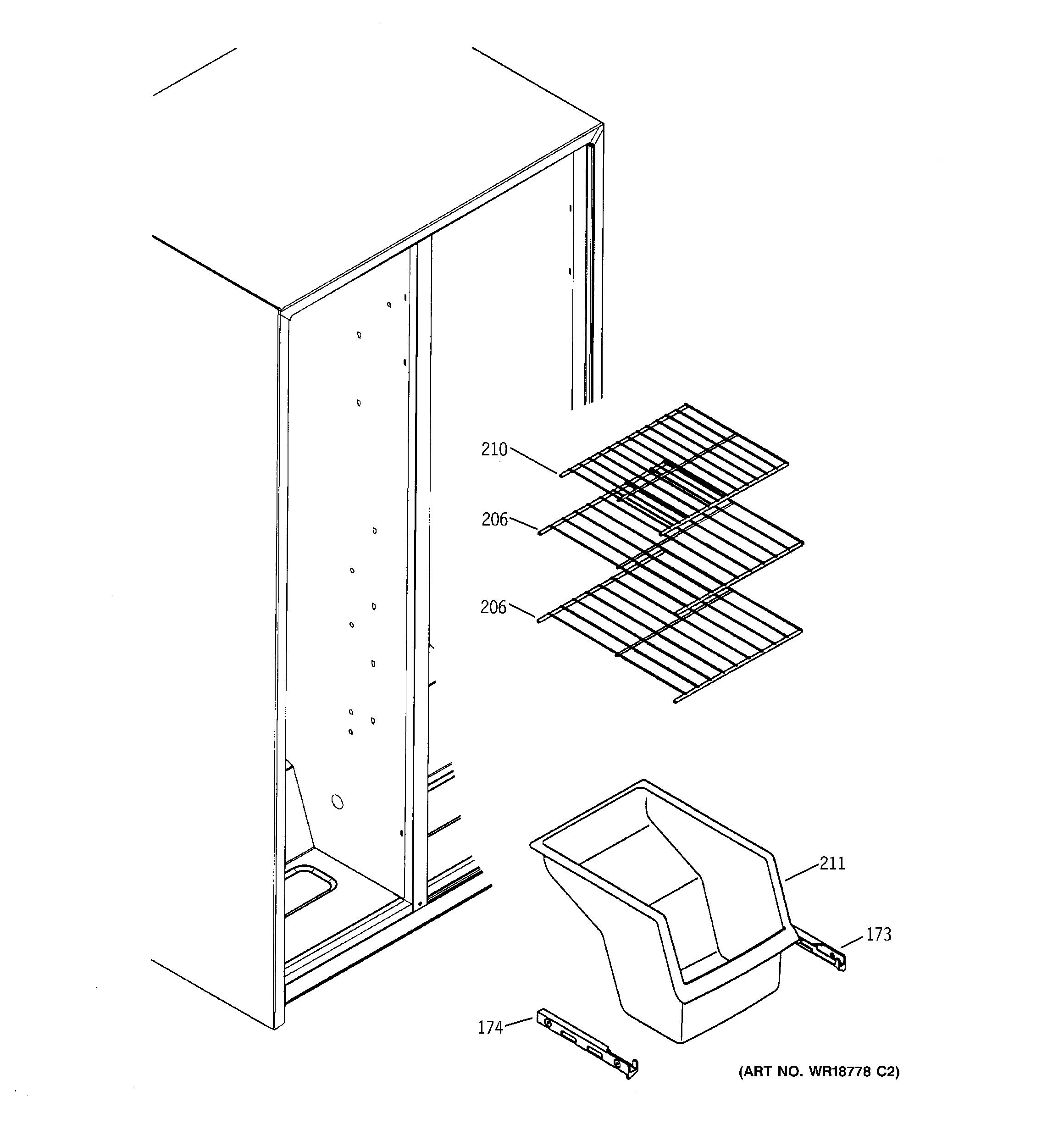 GE GST20IEMDCC freezer shelves diagram