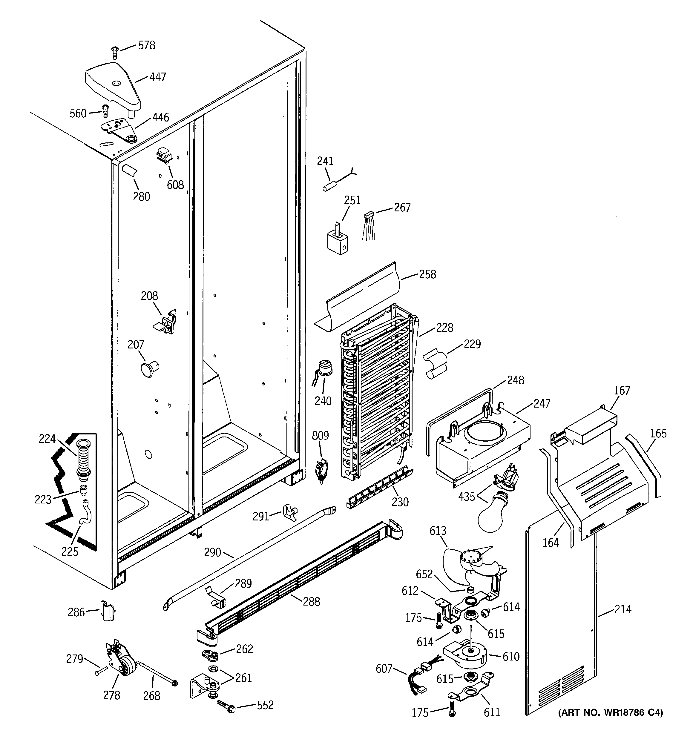 GE GST25KGMBCC freezer section diagram