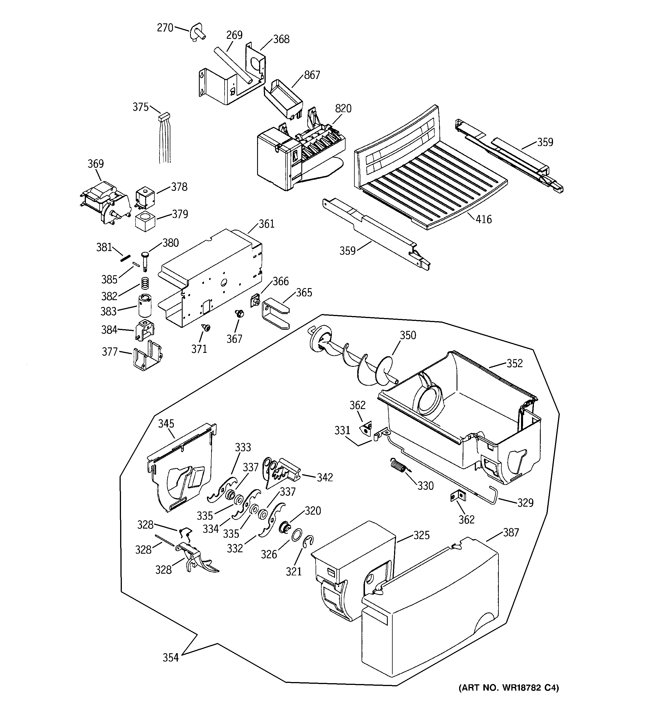 GE GST25KGMBCC ice maker & dispenser diagram