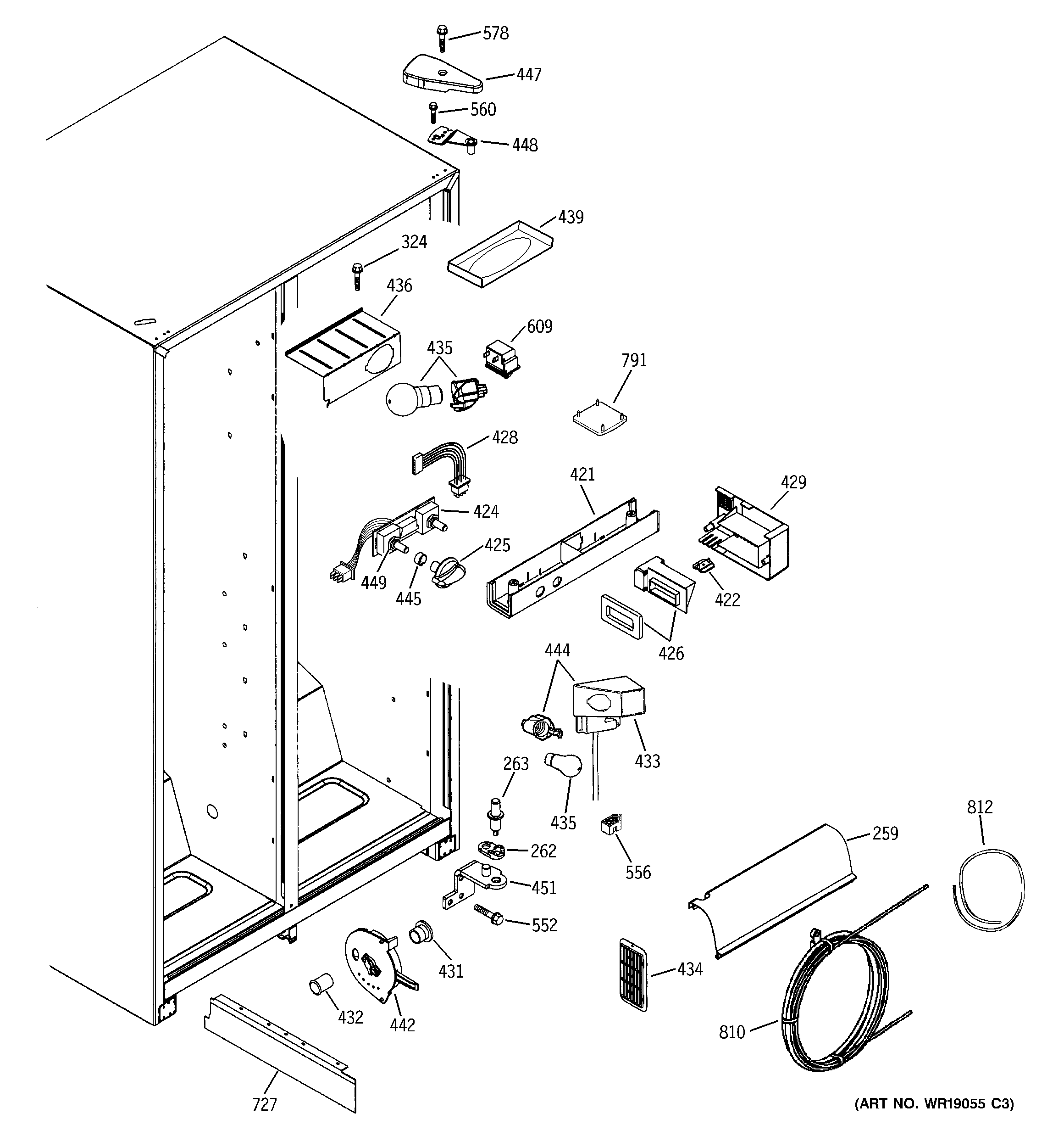 GE PSA25MIMDFWW fresh food section diagram