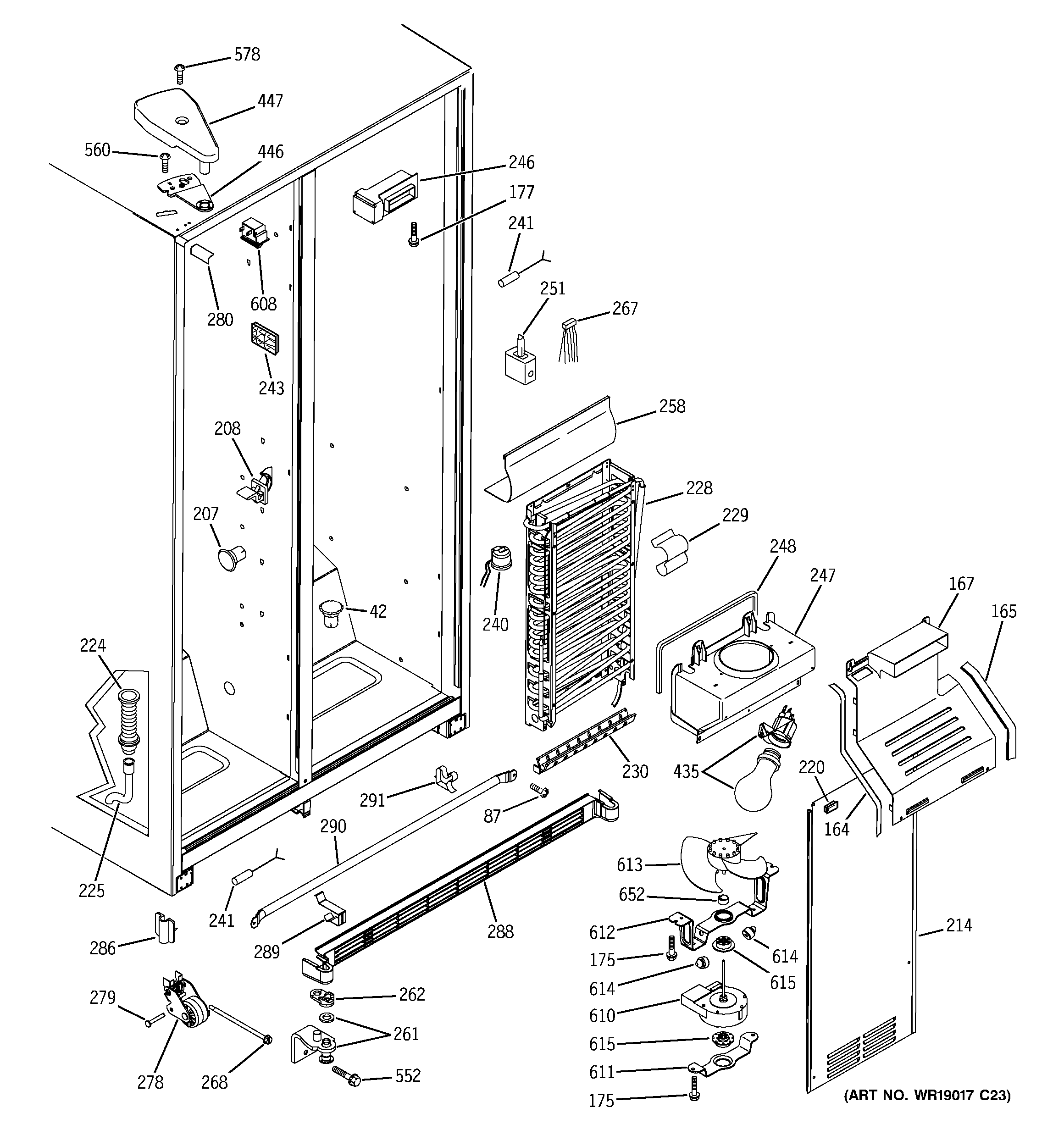 GE GST22IBMDWW freezer section diagram