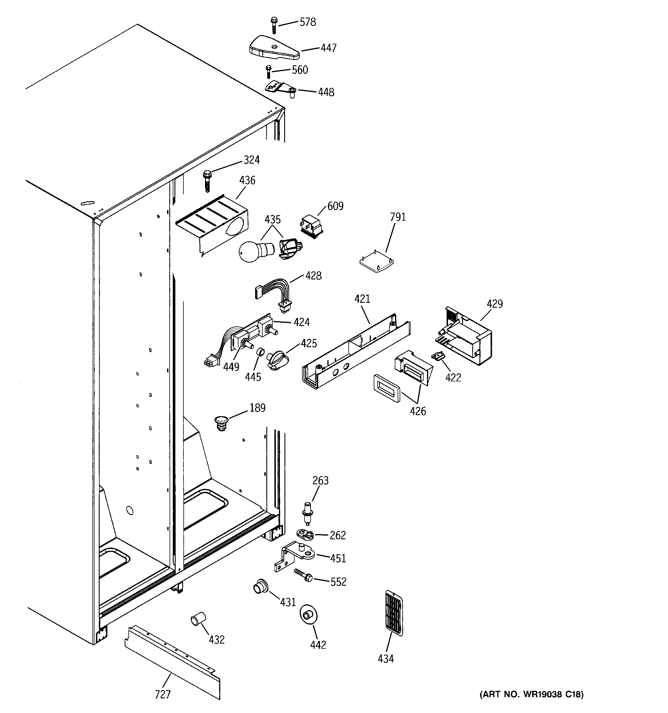 GE GST22IBMDWW fresh food section diagram
