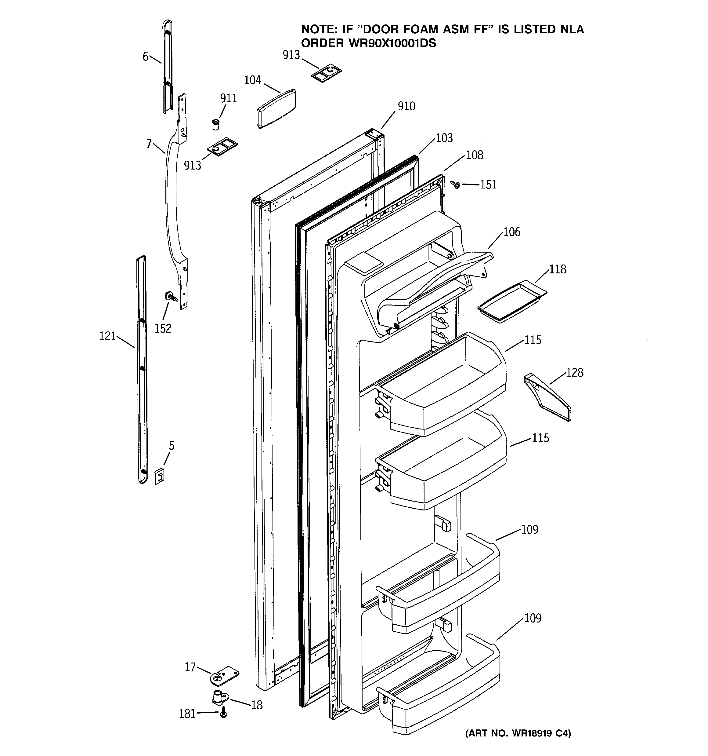 GE ESS22XGMBCC fresh food door diagram