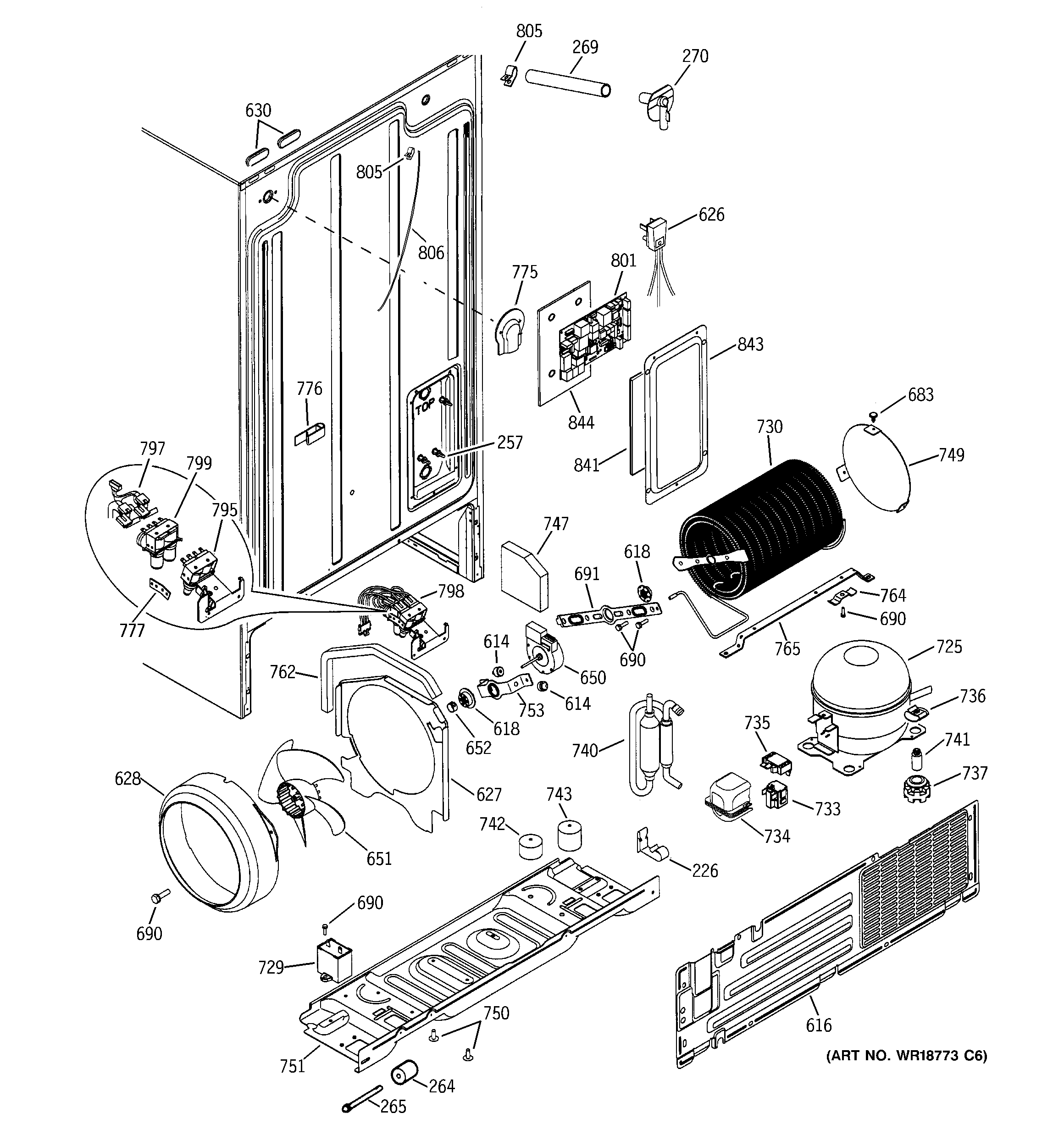 GE GSH22KGMABB sealed system & mother board diagram