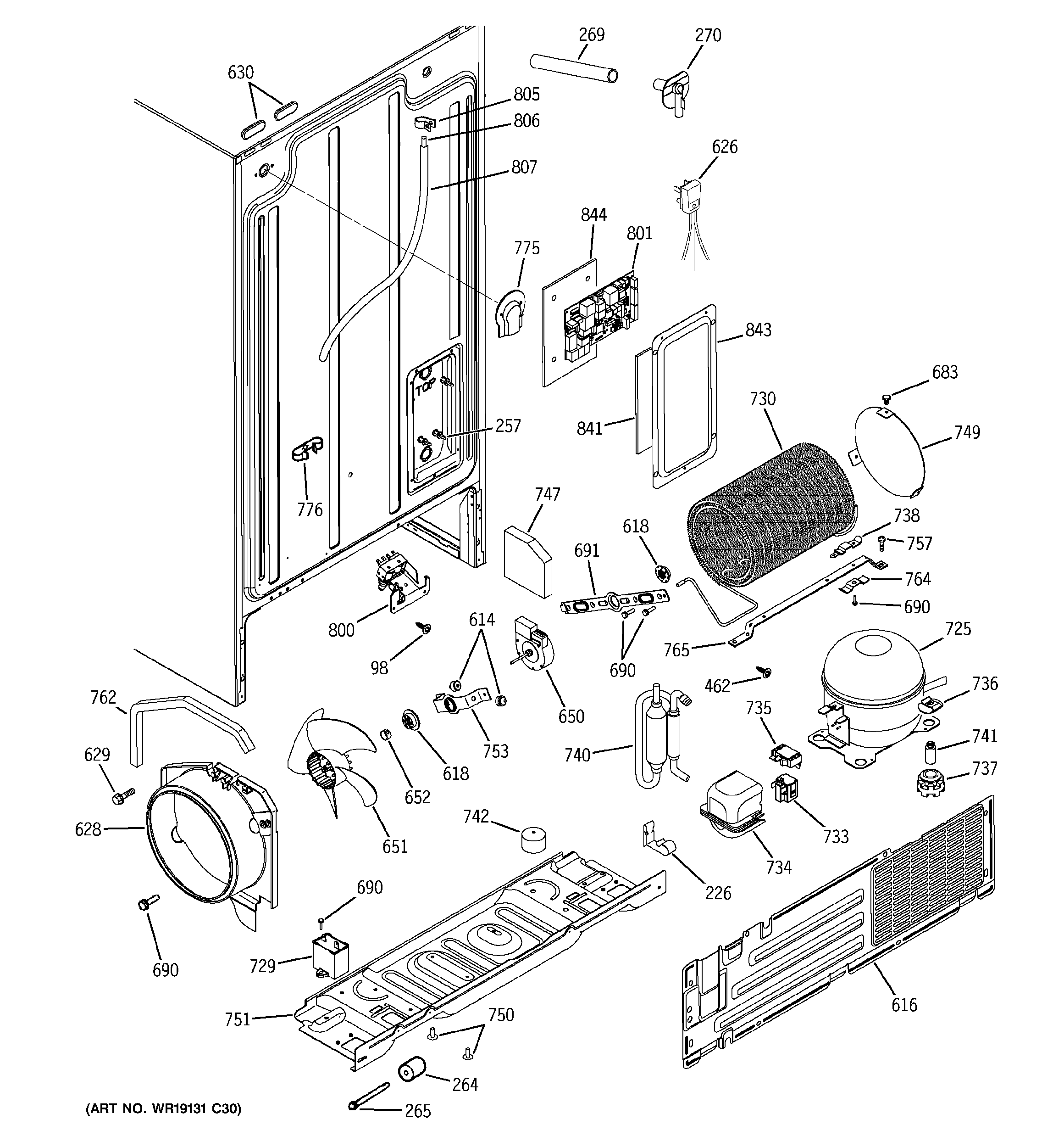 GE GSH22KGMDWW sealed system & mother board diagram