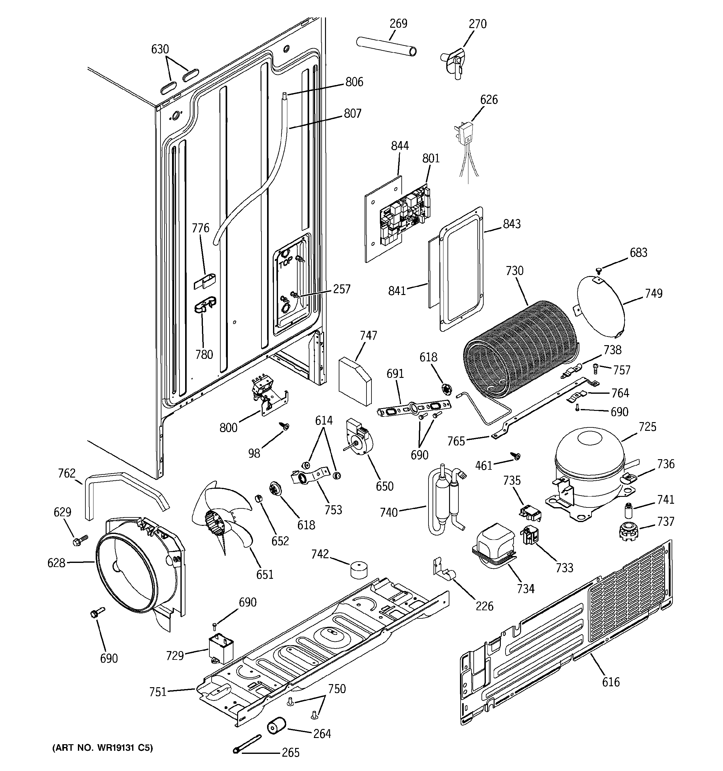 GE GSS22JEMDCC sealed system & mother board diagram