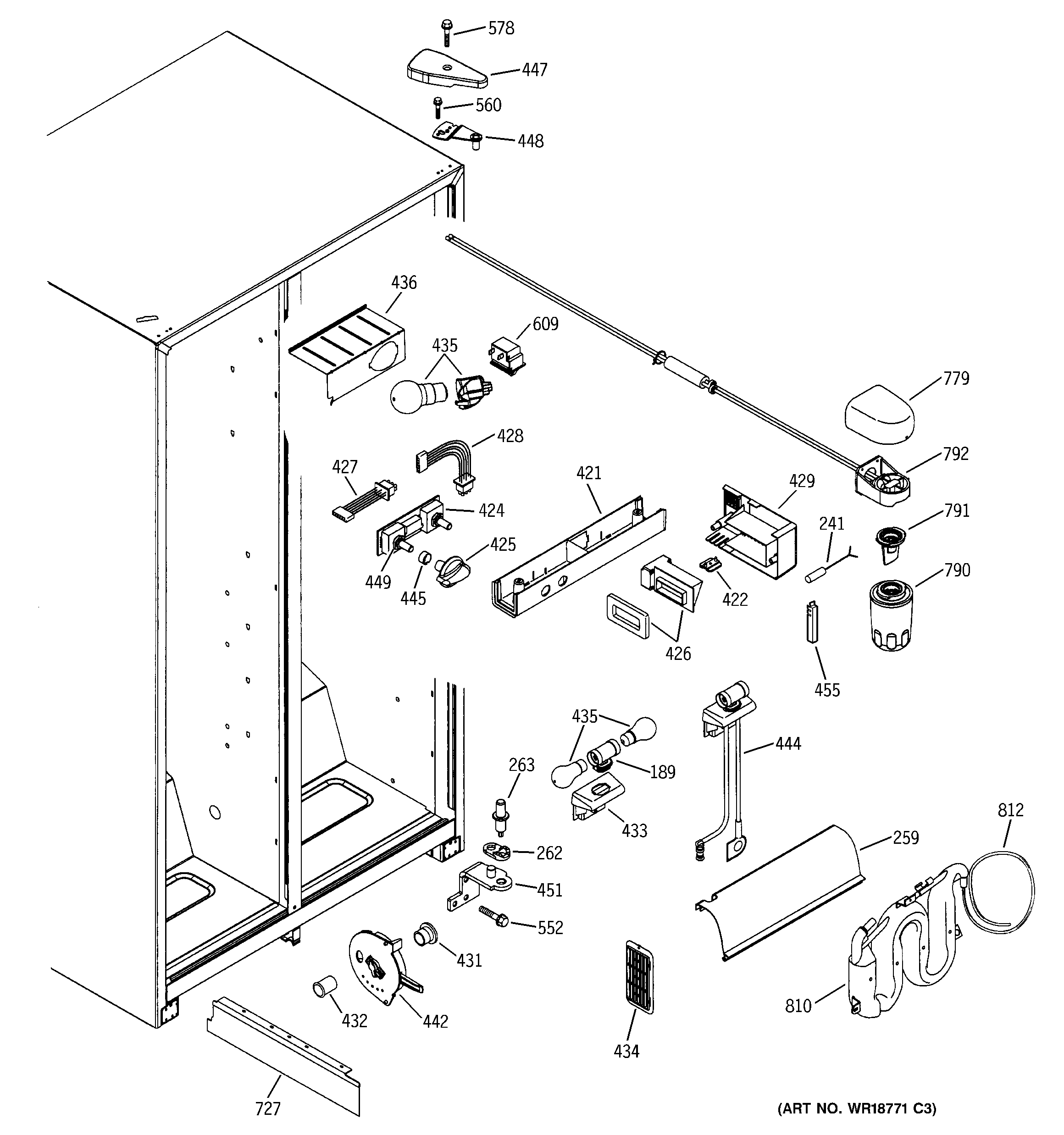 GE GSS22QFMABB fresh food section diagram