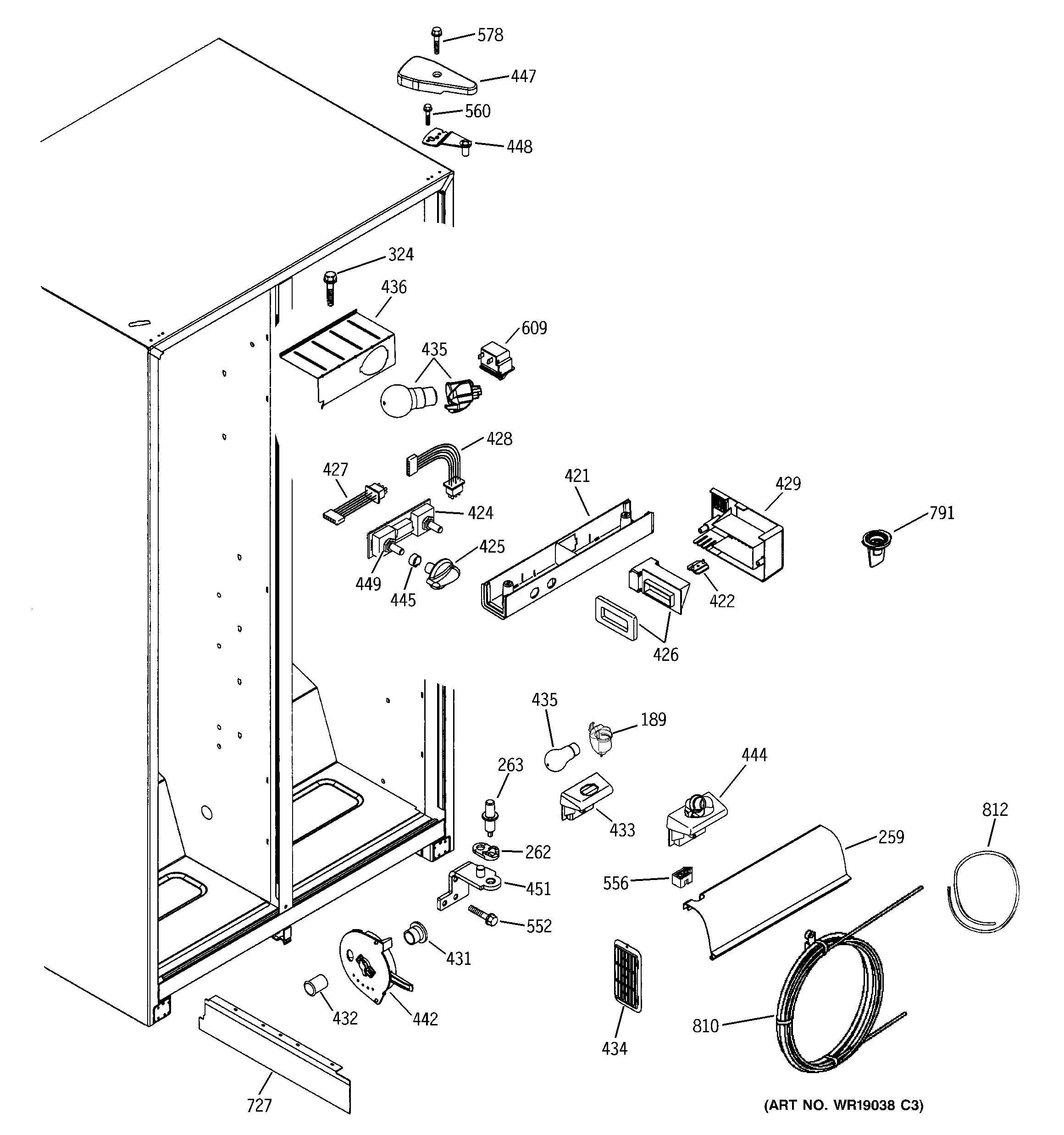 GE GST22JEMCWW fresh food section diagram