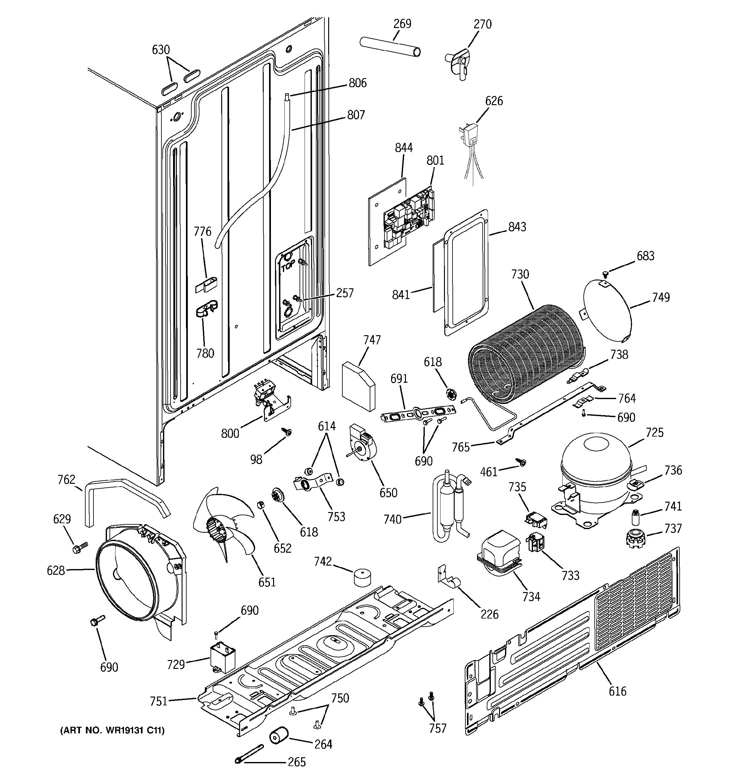 GE GST22JEMDWW sealed system & mother board diagram