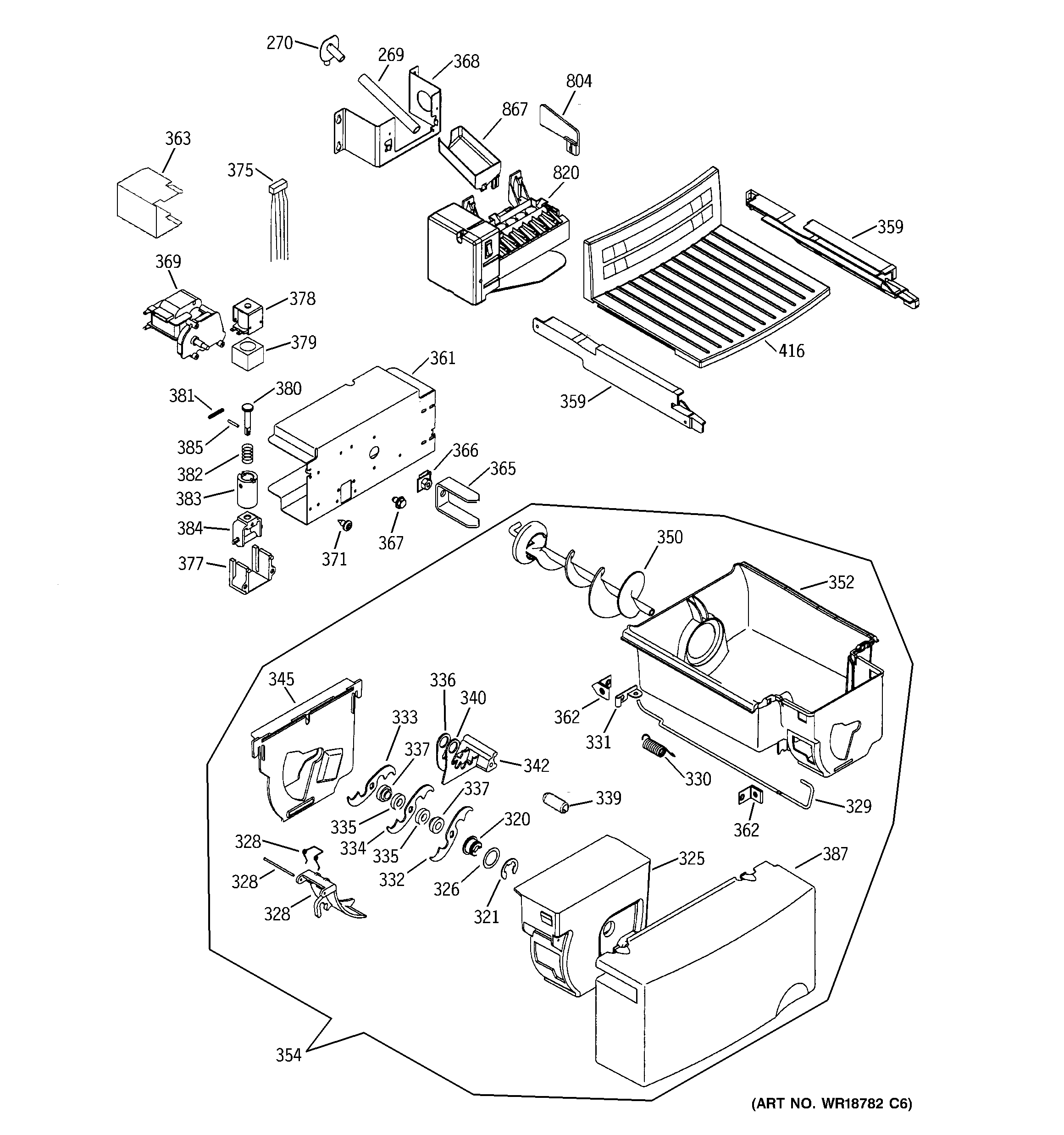 GE GSS22JEMABB ice maker & dispenser diagram