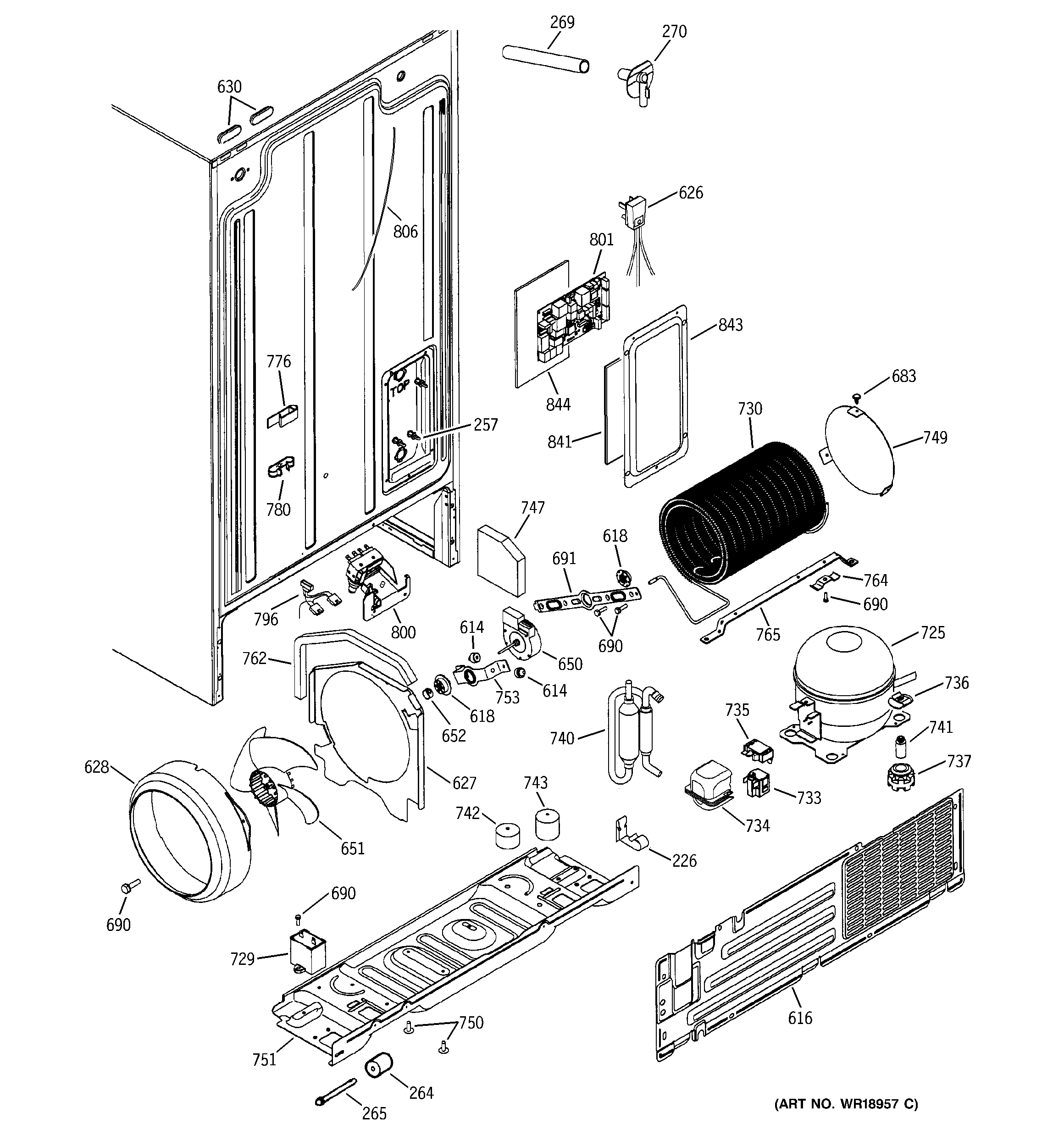 GE GSS22JEMBBB sealed system & mother board diagram