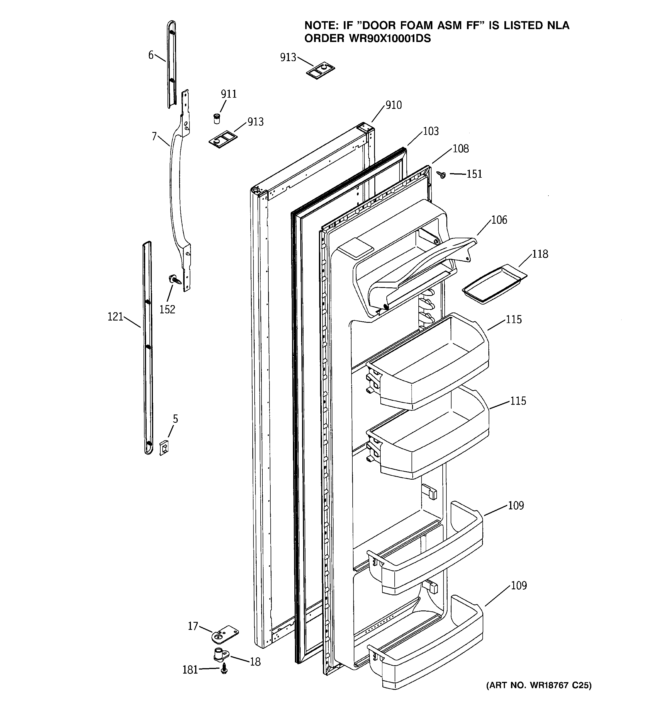 GE GSS22JEMBBB fresh food door diagram