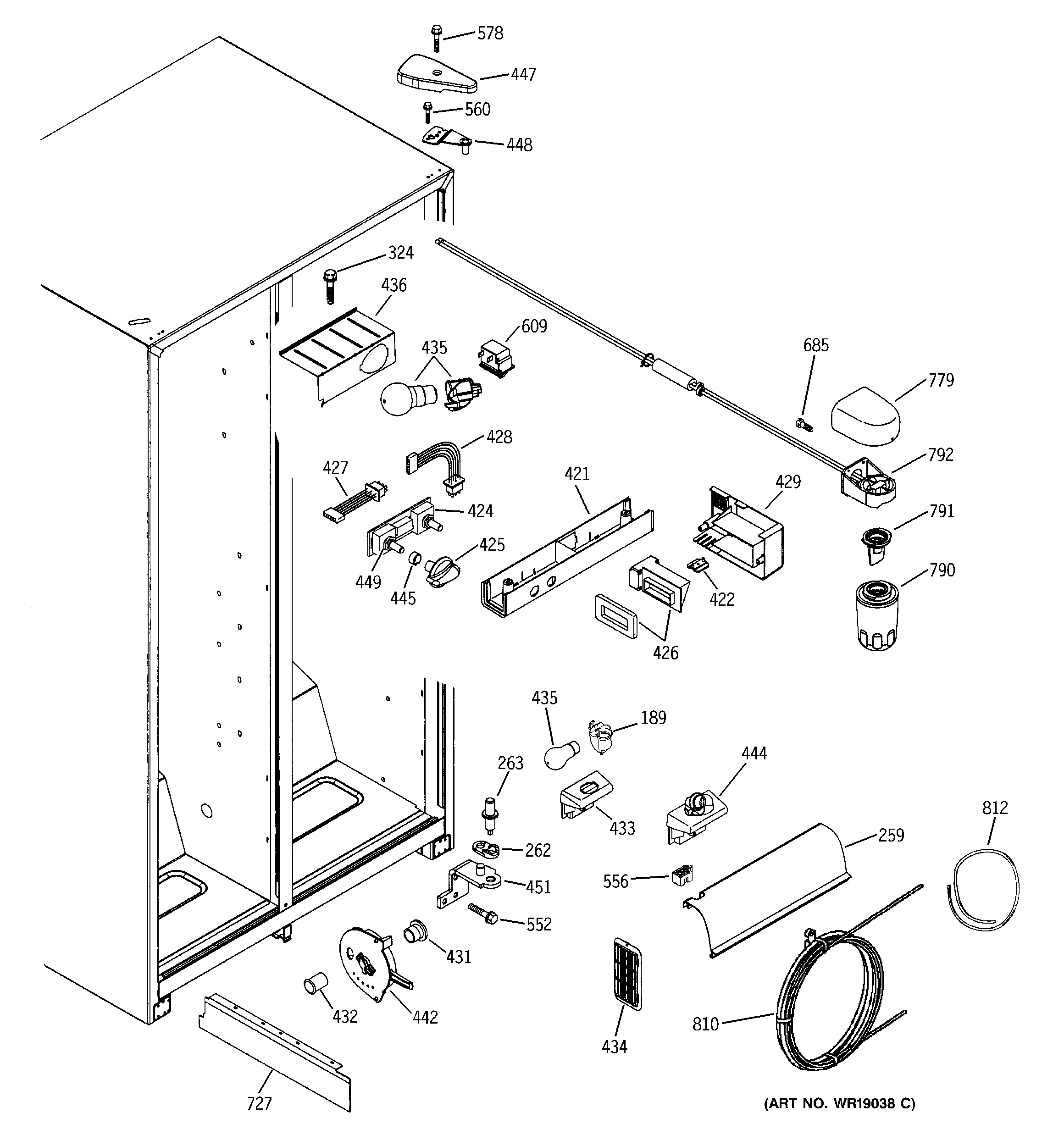 GE GSS22VGMCWW fresh food section diagram