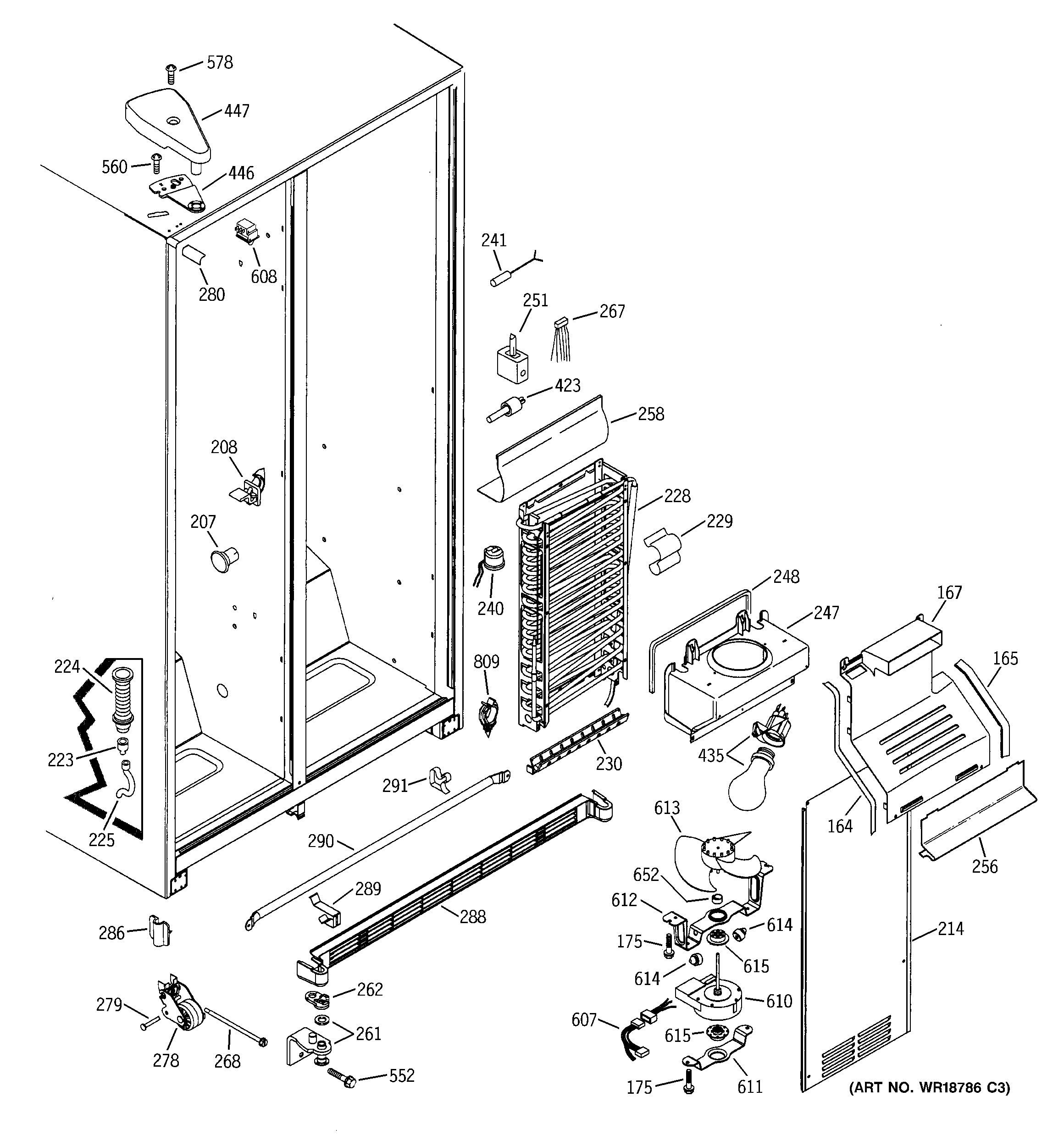 GE GSS22WGMABB freezer section diagram