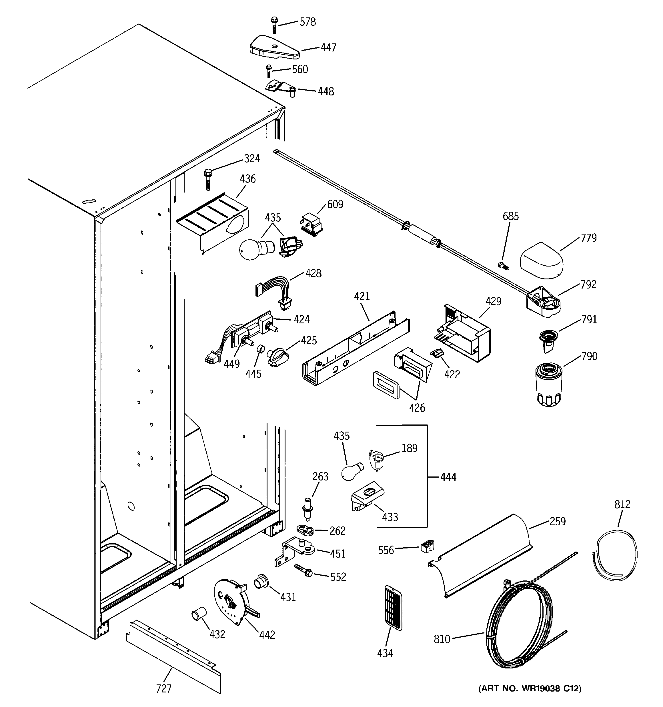 GE GSS25QGMDCC fresh food section diagram