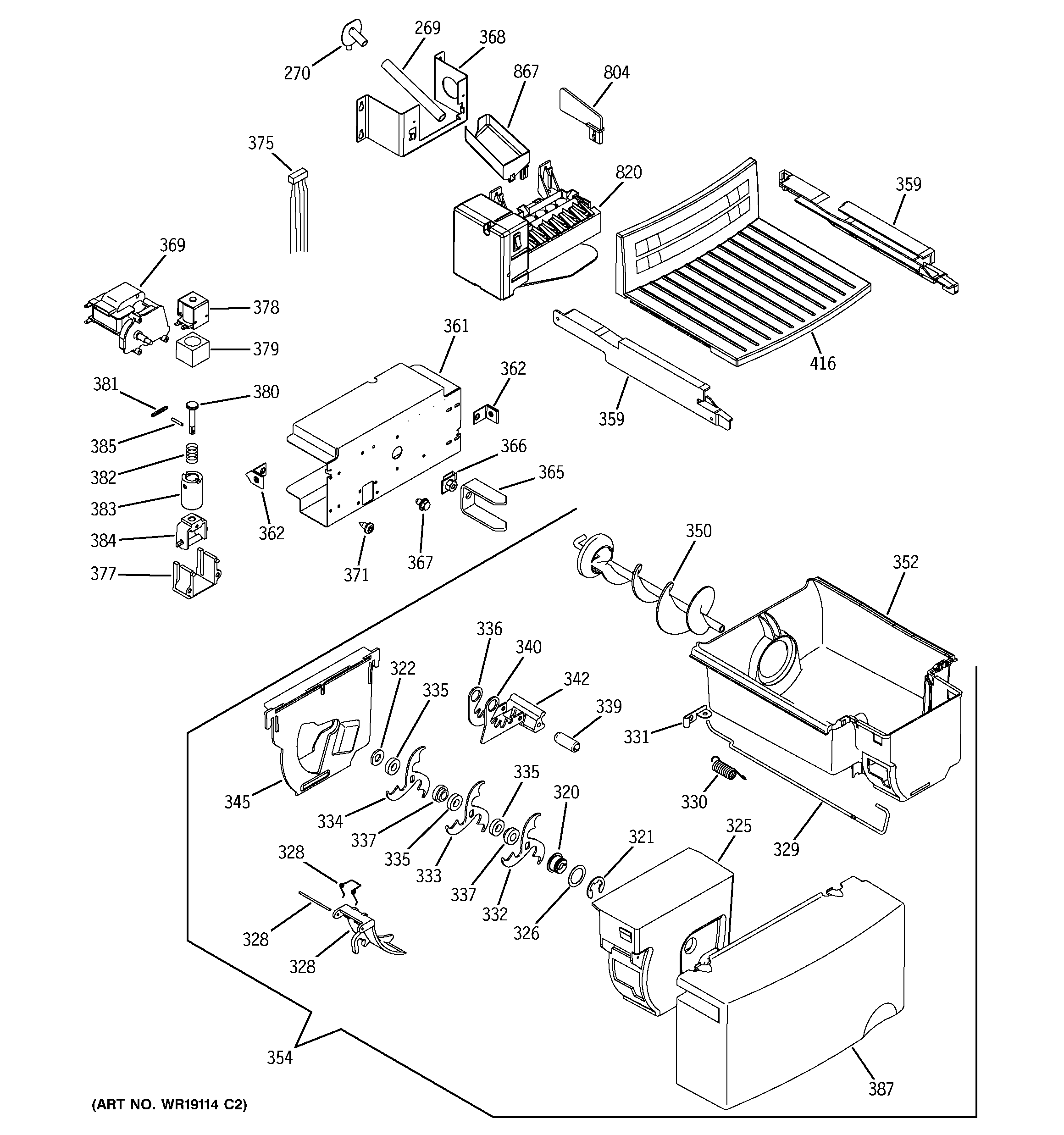GE GSS25UFMCCC ice maker & dispenser diagram