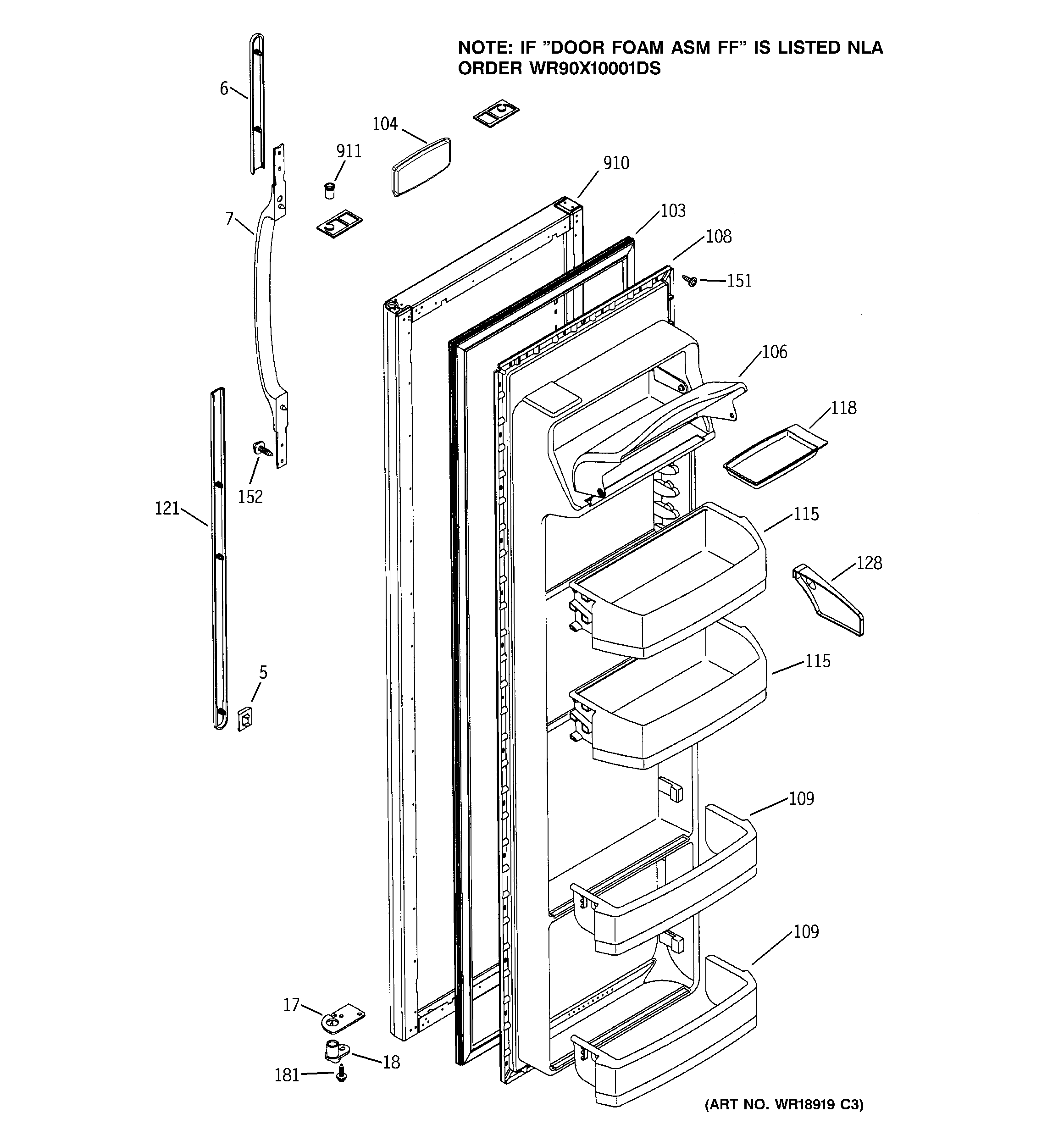 GE ESS25XGMDCC fresh food door diagram