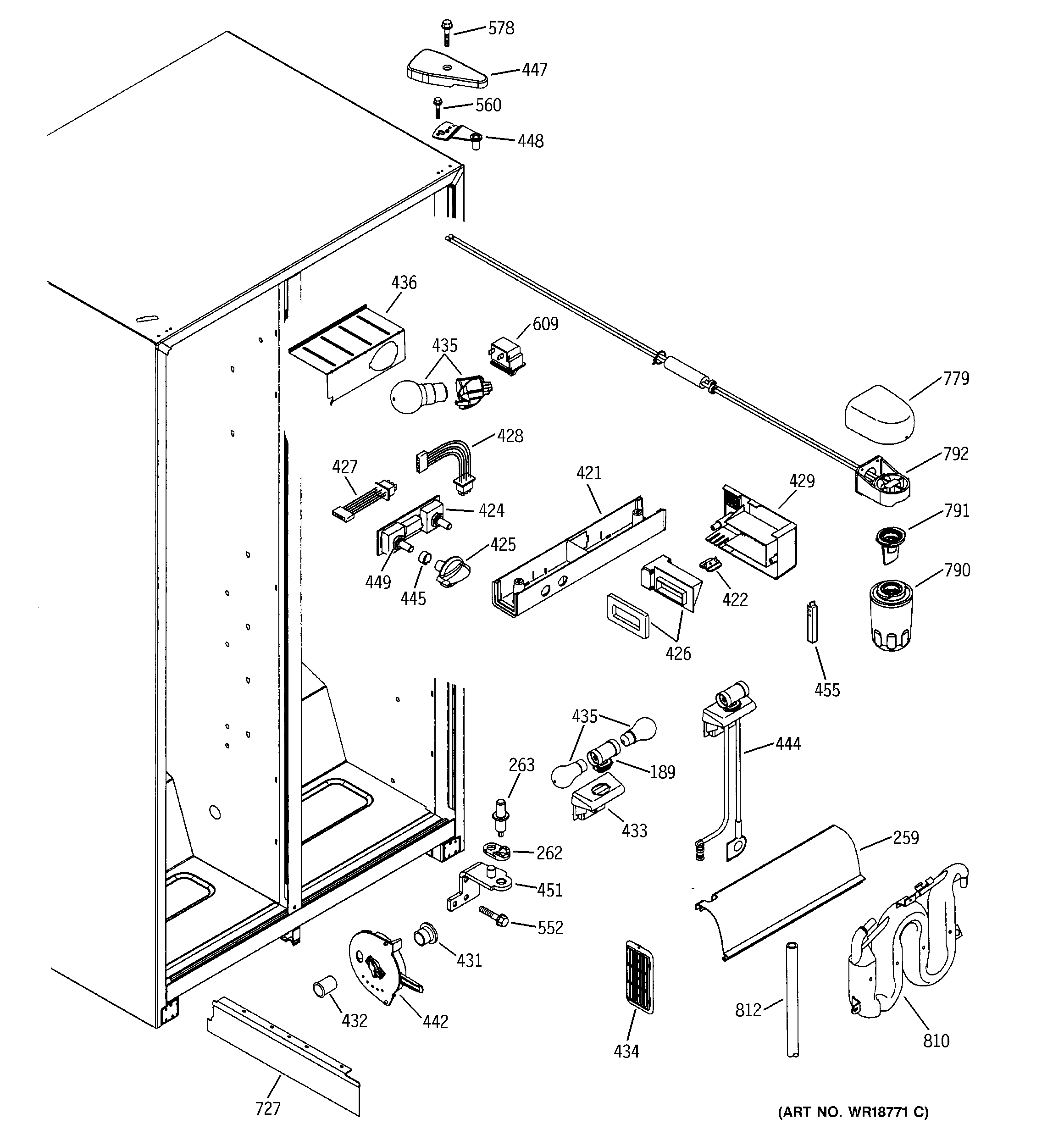 GE GSH25KGMBAA fresh food section diagram