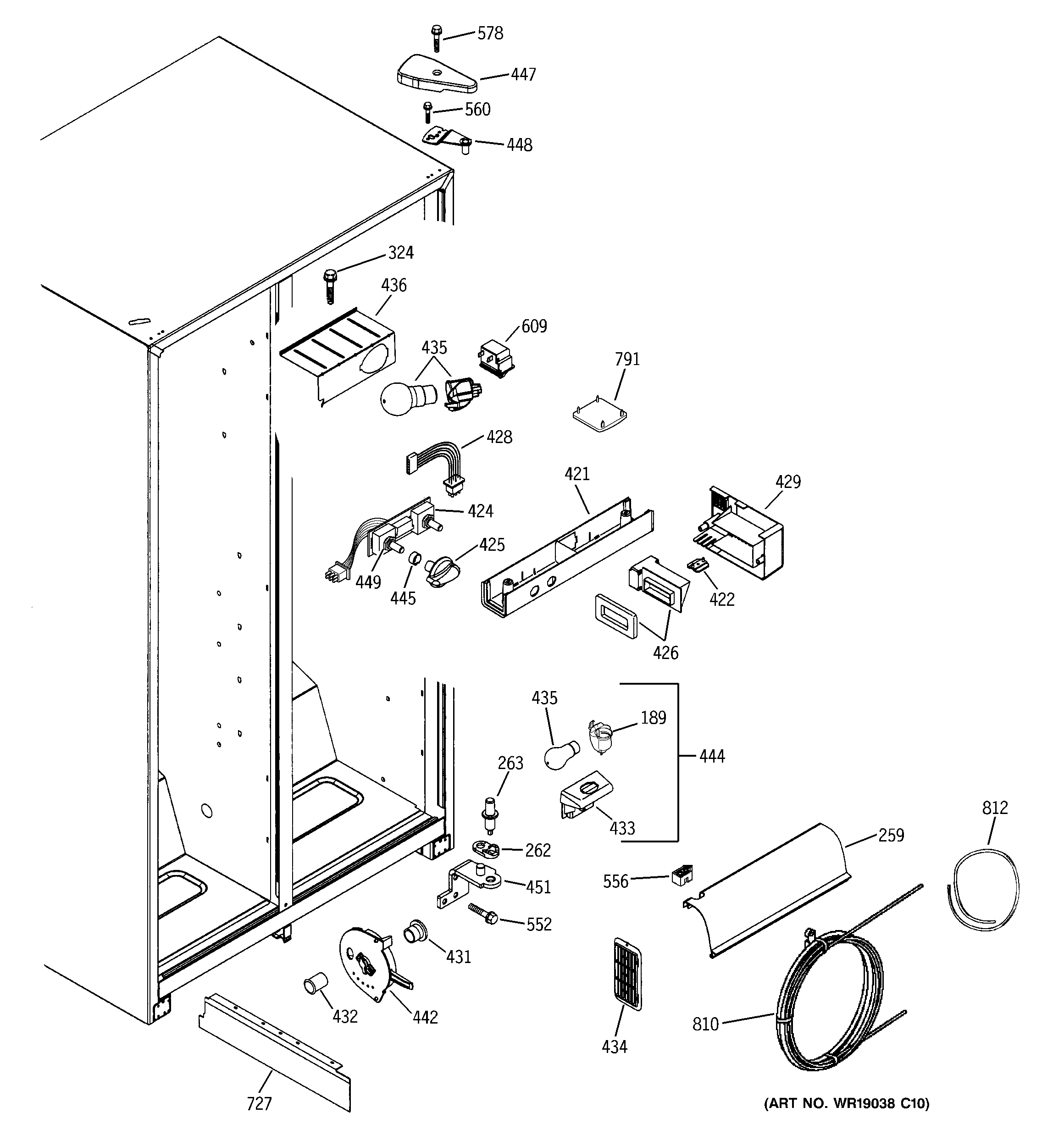 GE GSS25JEMDCC fresh food section diagram