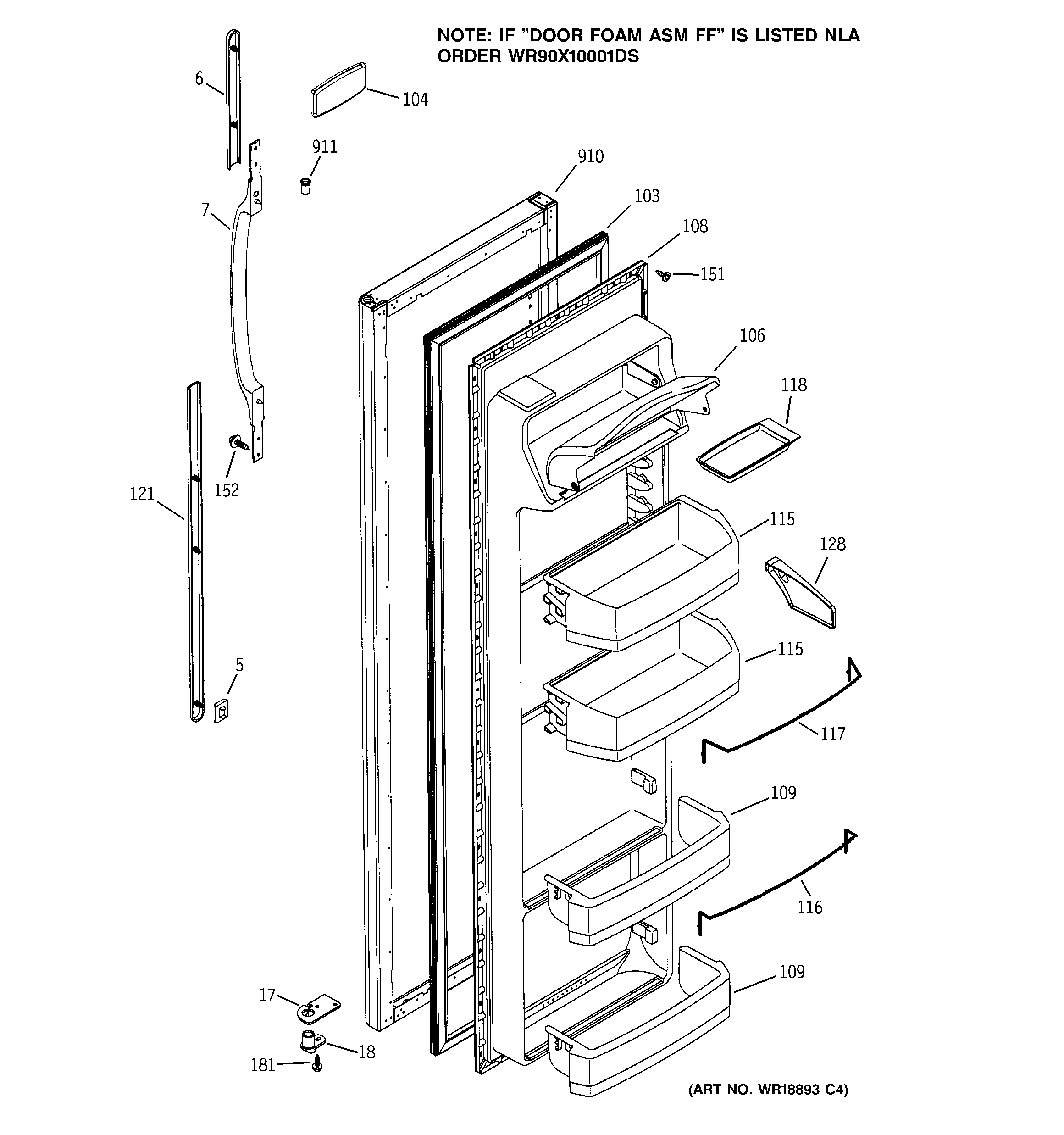 GE GSG20IBMCFWW fresh food door diagram