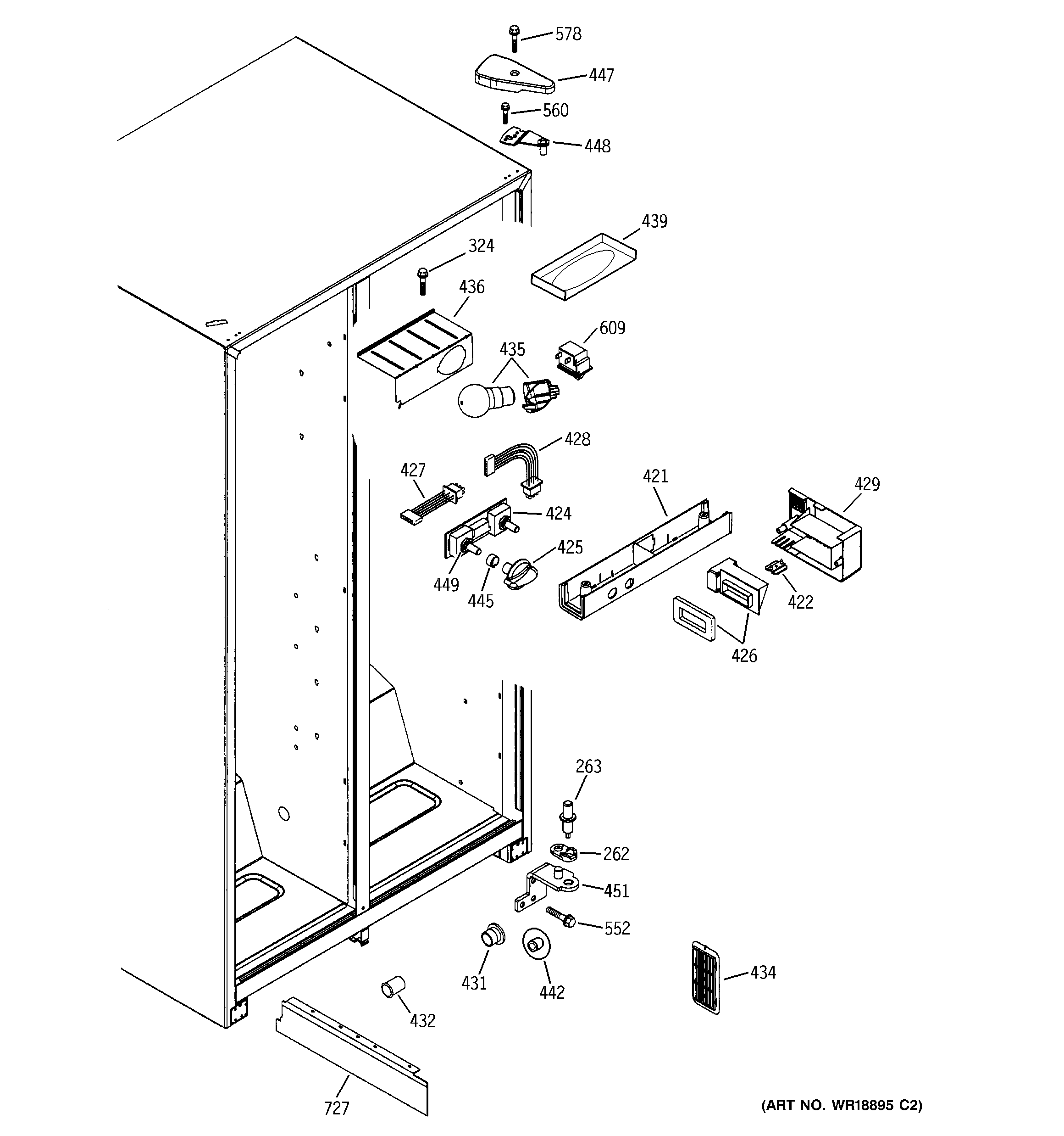 GE GSG20IBMCFWW fresh food section diagram