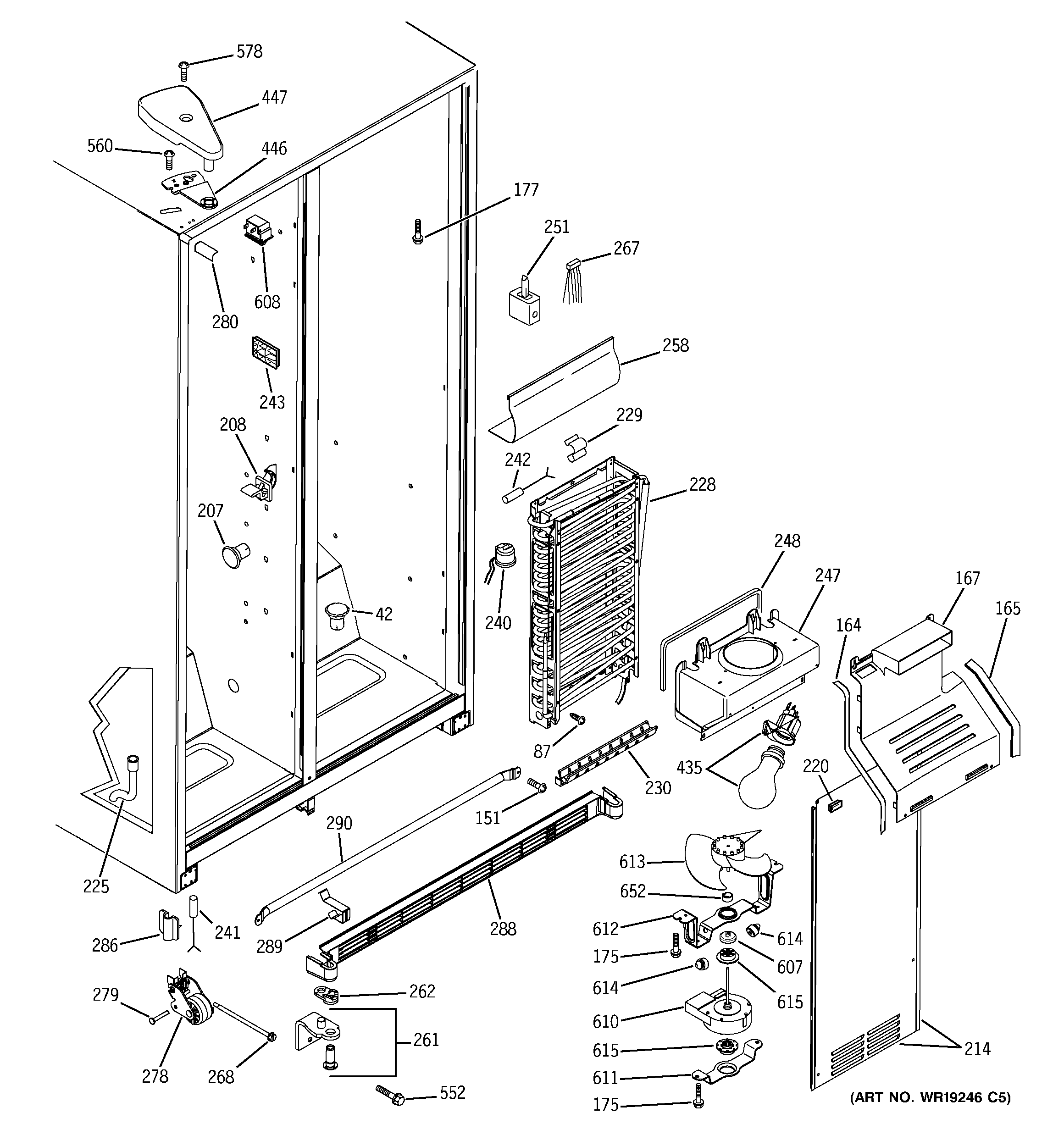 GE GST20IBPAWW freezer section diagram